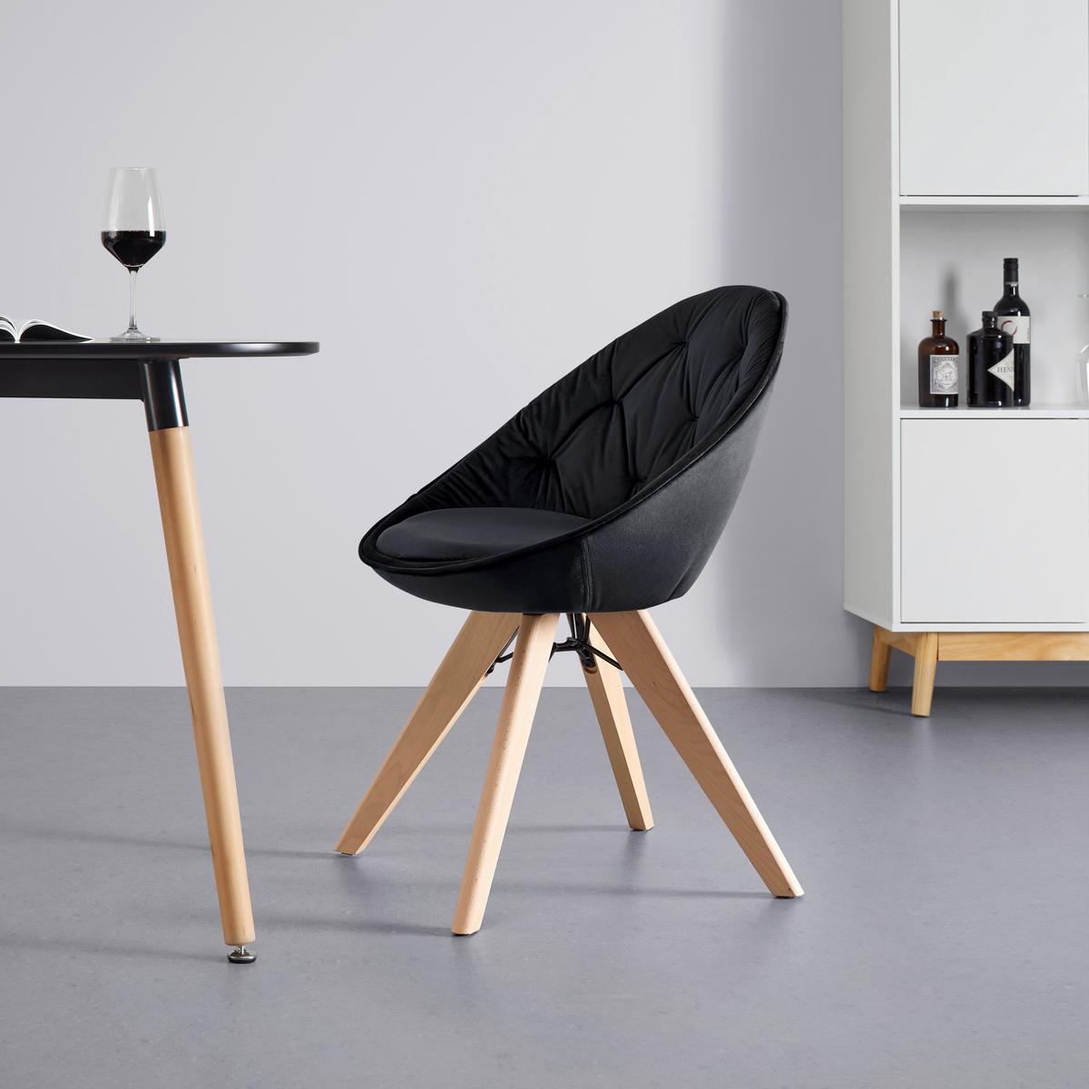 KRZESŁO DARIA - kolor bukowy/czarny, Modern, metal/drewno (57/80,5/59cm) - Bessagi Home
