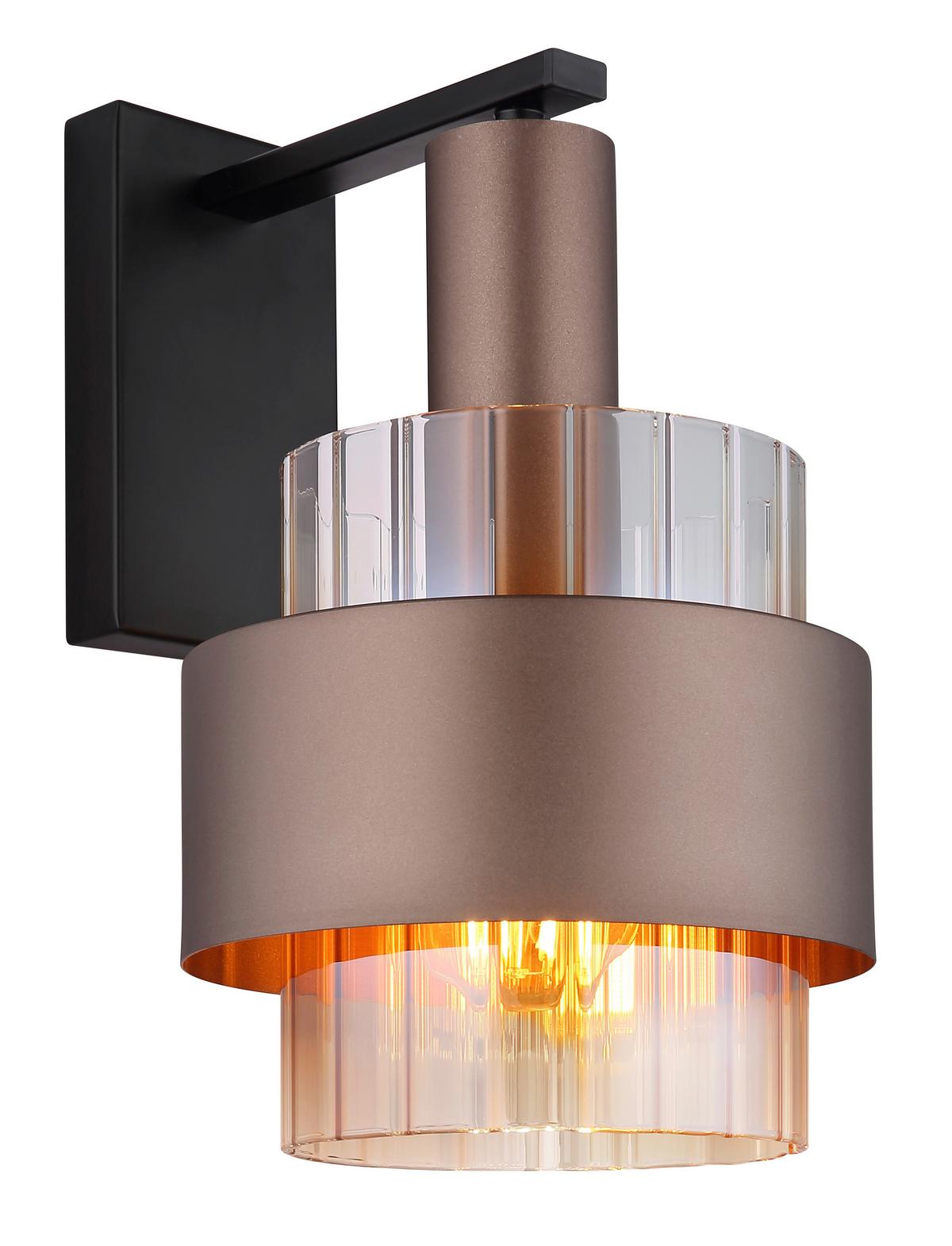 Zidna Svjetiljka 15560wa - narančasta/brončane boje, Design, staklo/metal (18,5/23,5/29,5cm) - Globo