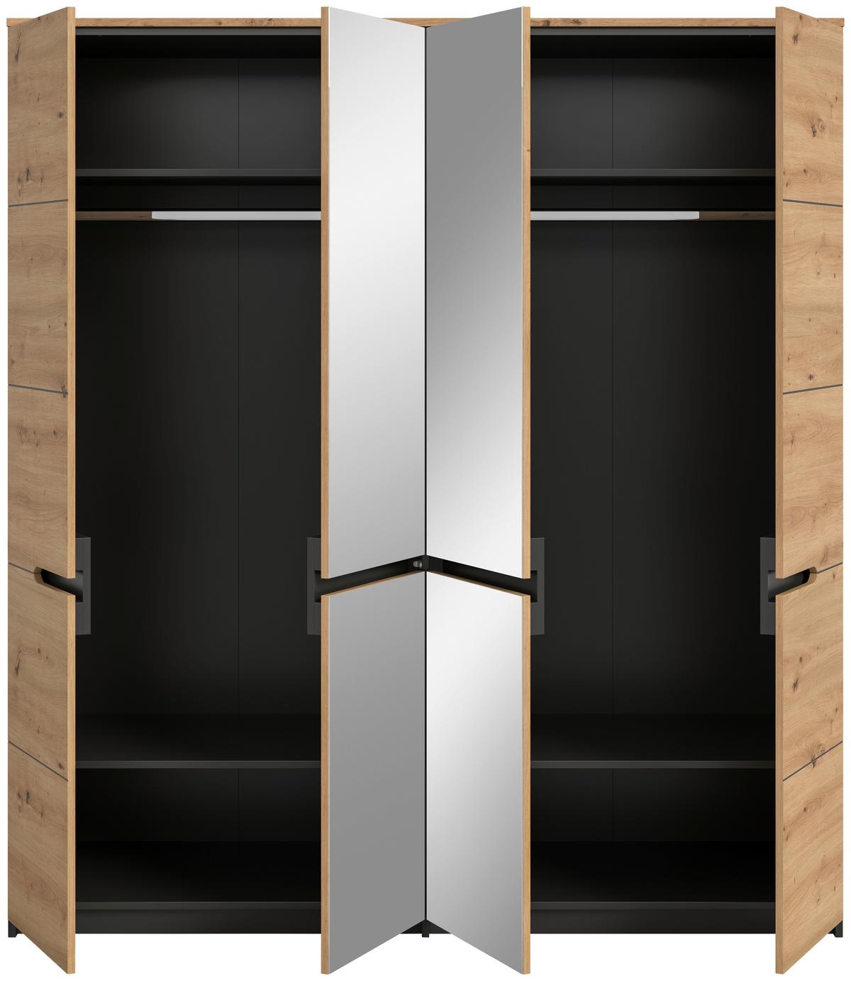 Drehtürenschrank CANU Eiche Artisan, Grau - Eiche Artisan/Grau, MODERN, Glas/Holzwerkstoff (180/198/59cm) - MID.YOU