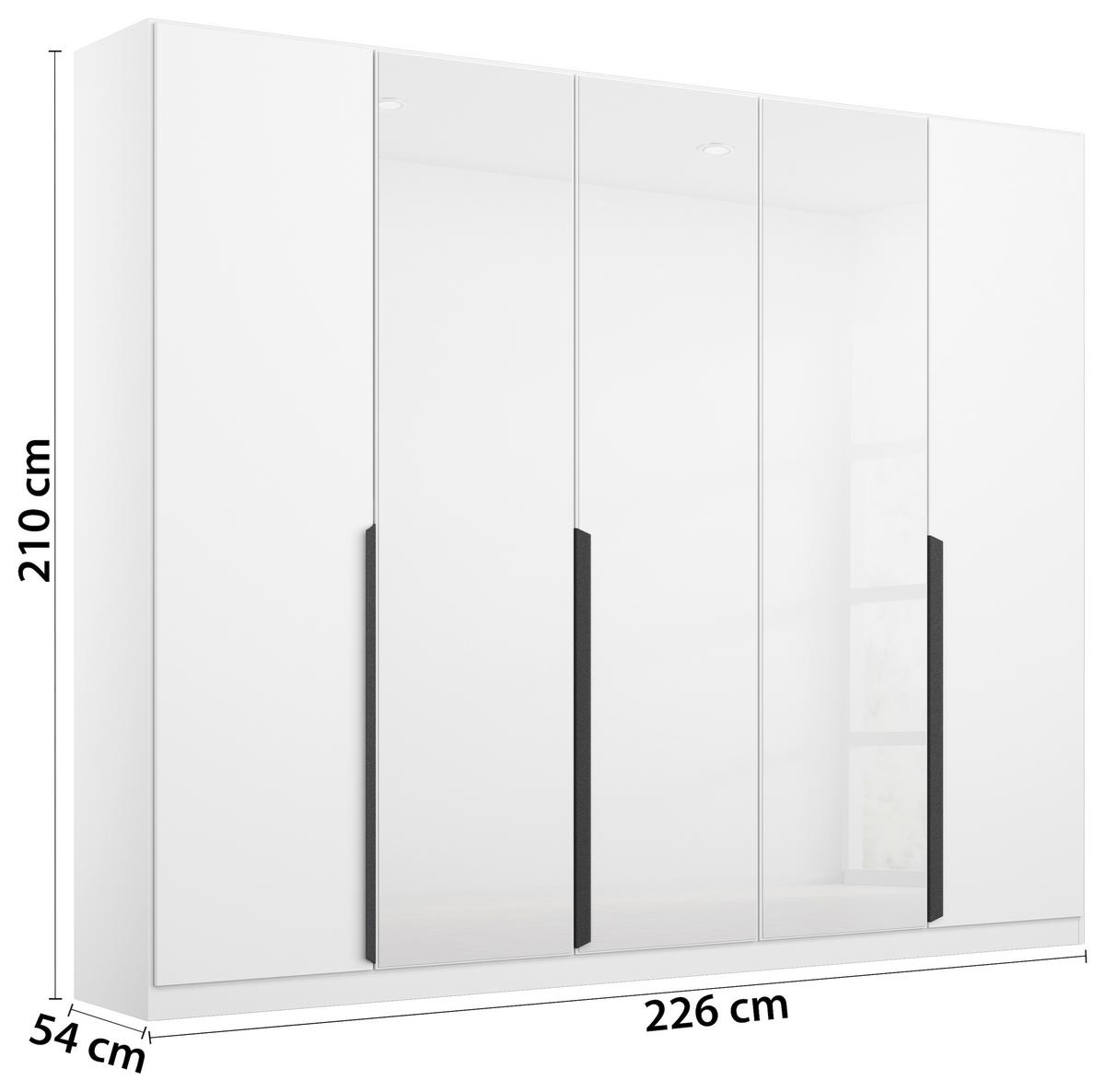 Ormar S Klasičnim Vratima Artemis - bijela/siva, Moderno, staklo/drvni materijal (225/210/54cm) - Modern Living