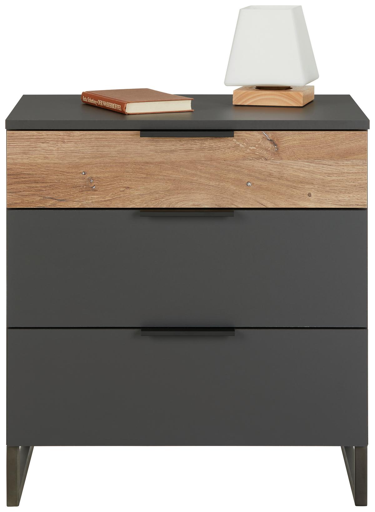 Noćni Ormarić Rocket - boje grafita/boje hrasta, Moderno, drvni materijal/metal (58/64/41cm) - Premium Living