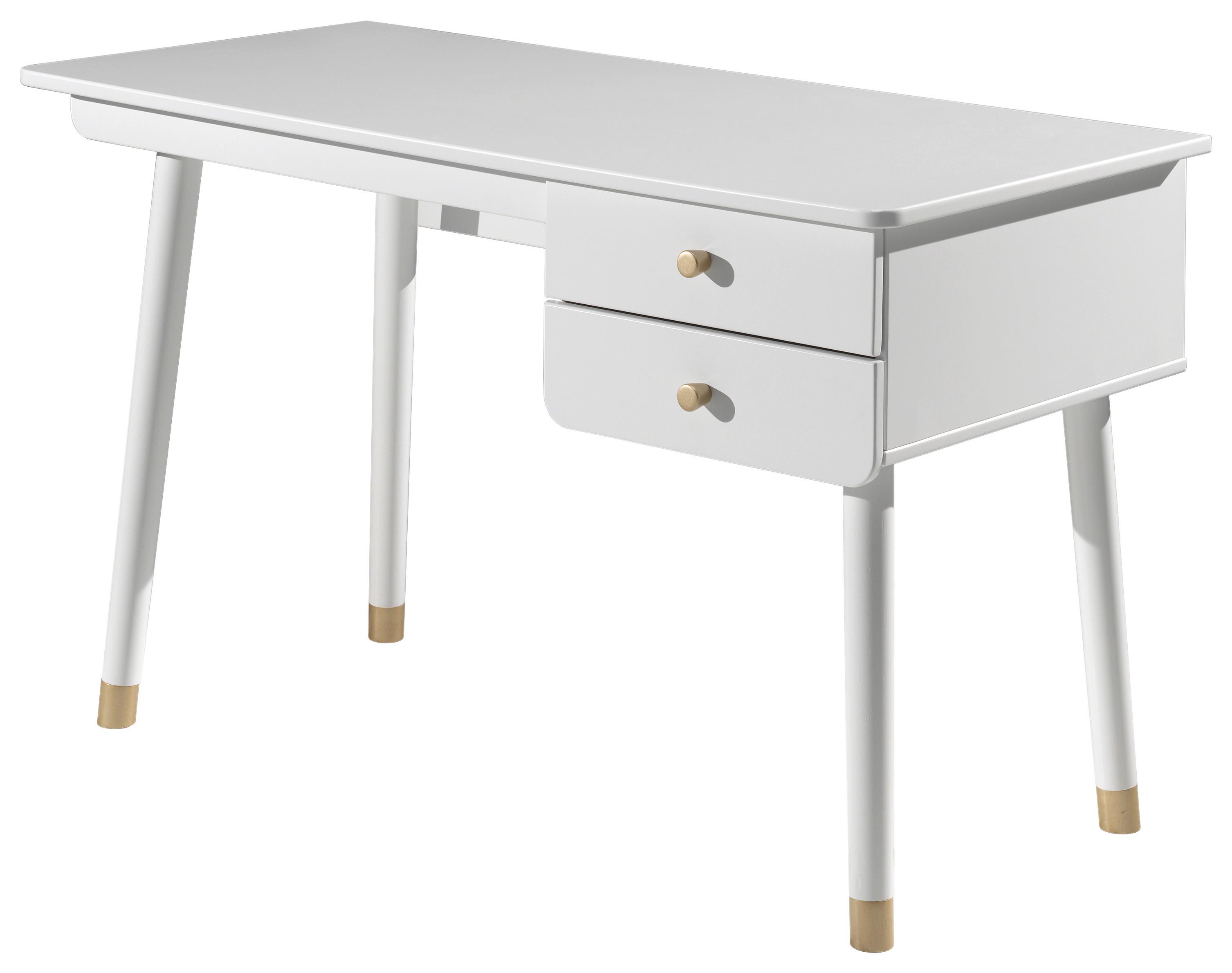 Jugendschreibtisch Billy Weiß - Goldfarben/Weiß, MODERN, Holzwerkstoff/Kunststoff (125/75/60cm) - Vipack