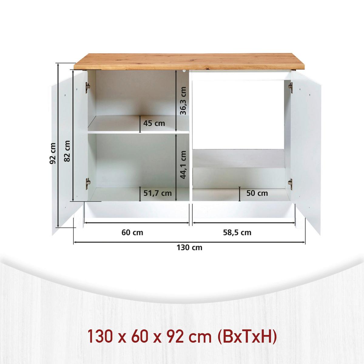 Küchenleerblock Bundle 2 o. Geräte Weiß/Eiche - Silberfarben/Weiß, MODERN, Glas/Holzwerkstoff (200/167/60cm) - home24