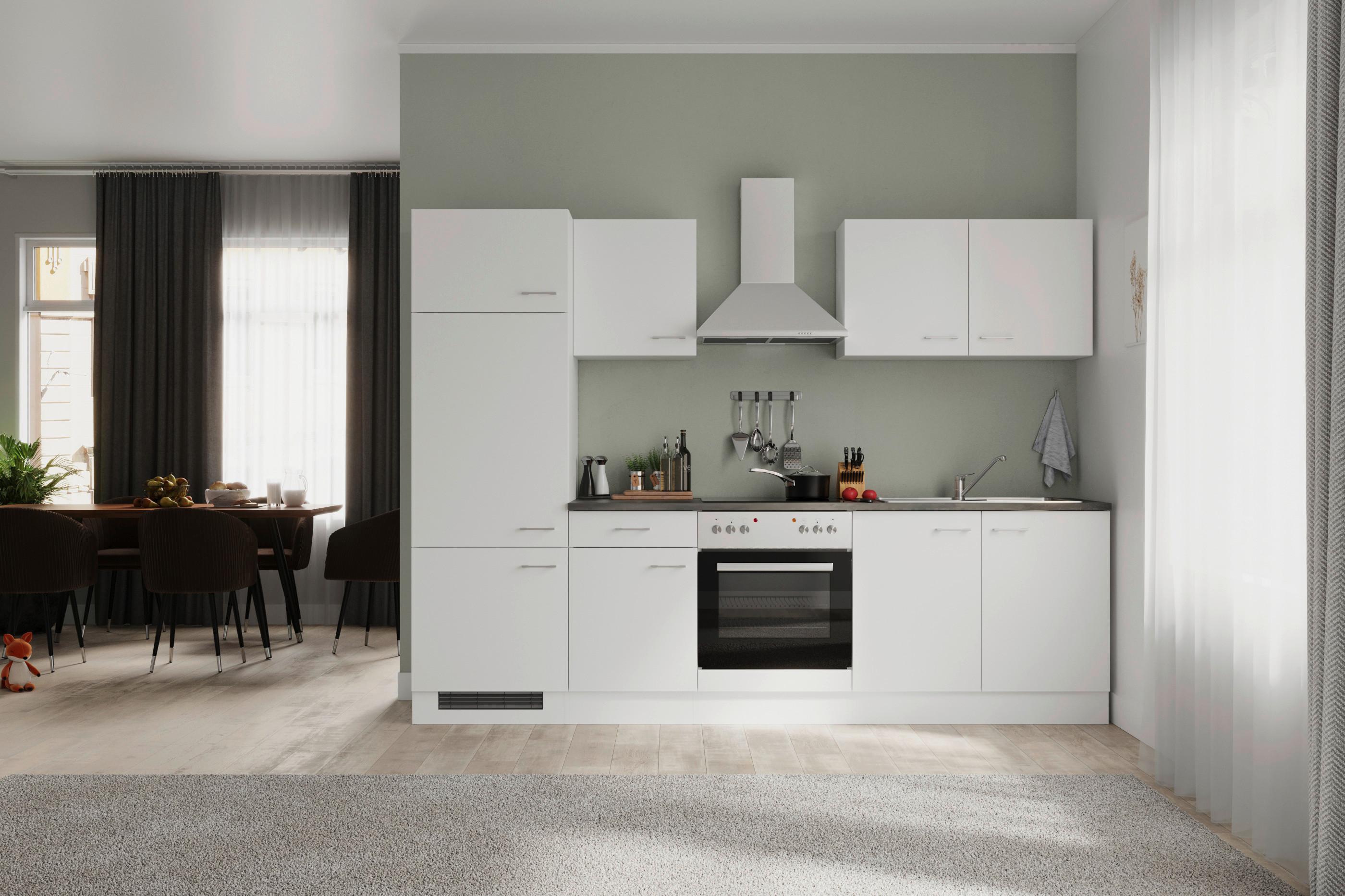 Kuhinjski Blok Z Aparati Lucca, Bela - bela/barve aluminija, Moderno, umetna masa/leseni material (270cm) - FlexWell
