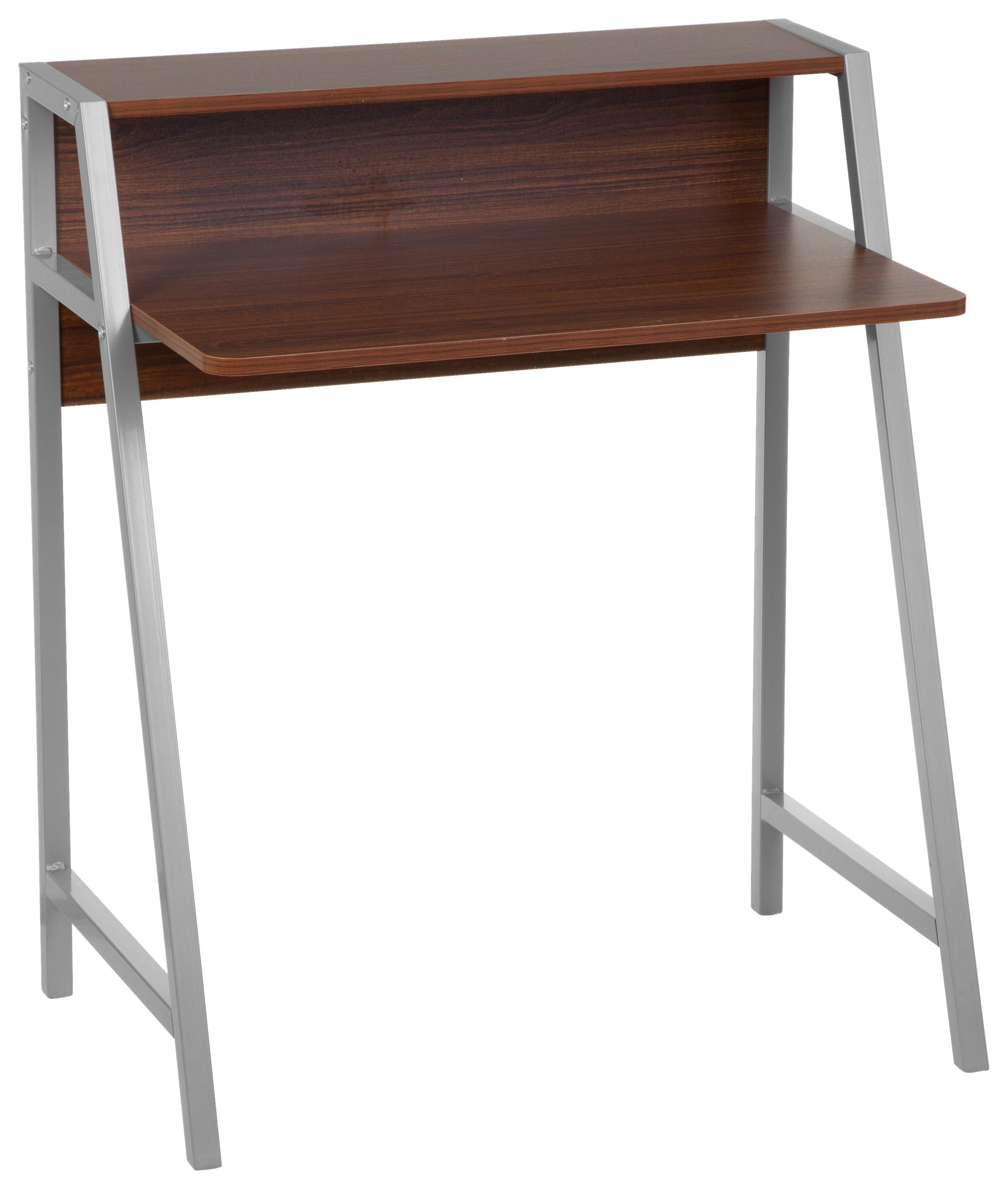 Pisalna Miza Dumont, Barva Oreha - srebrne barve/barva oreha, Moderno, kovina/leseni material (78/89/51cm) - MID.YOU