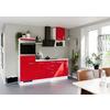Küchenblock inkl. 5 E-Geräte IP4050 Rot/Weiß - Edelstahlfarben/Rot, Trend, Holzwerkstoff/Metall (215cm) - Impuls