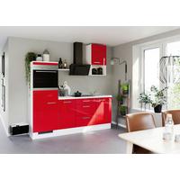 Küchenblock inkl. 5 E-Geräte IP4050 Rot/Weiß - Edelstahlfarben/Rot, Trend, Holzwerkstoff/Metall (215cm) - Impuls