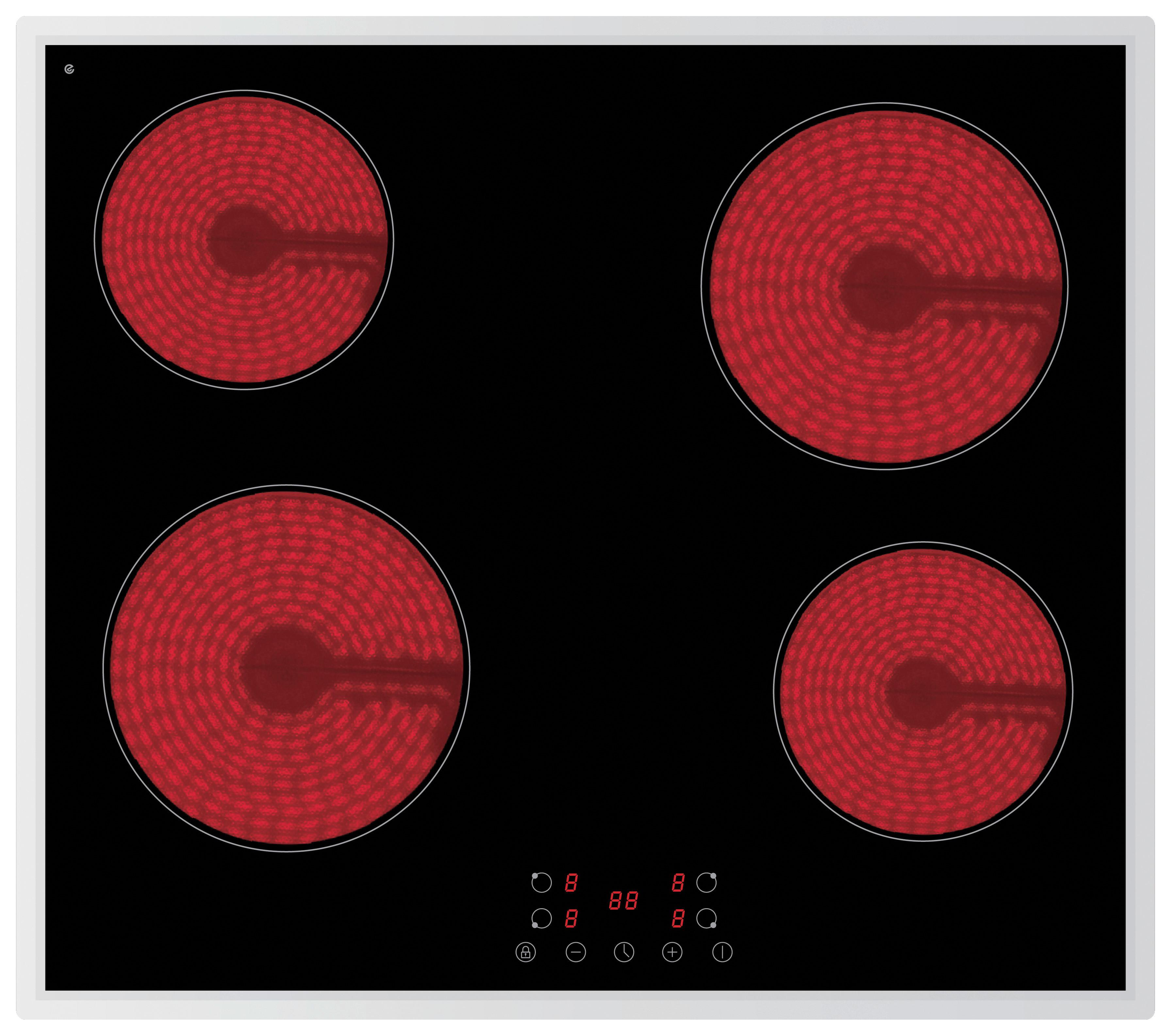 Glaskeramikkochfeld EB-C4G Schwarz - Edelstahlfarben/Schwarz, Trend, Glas/Metall (59/5/52cm) - PKM