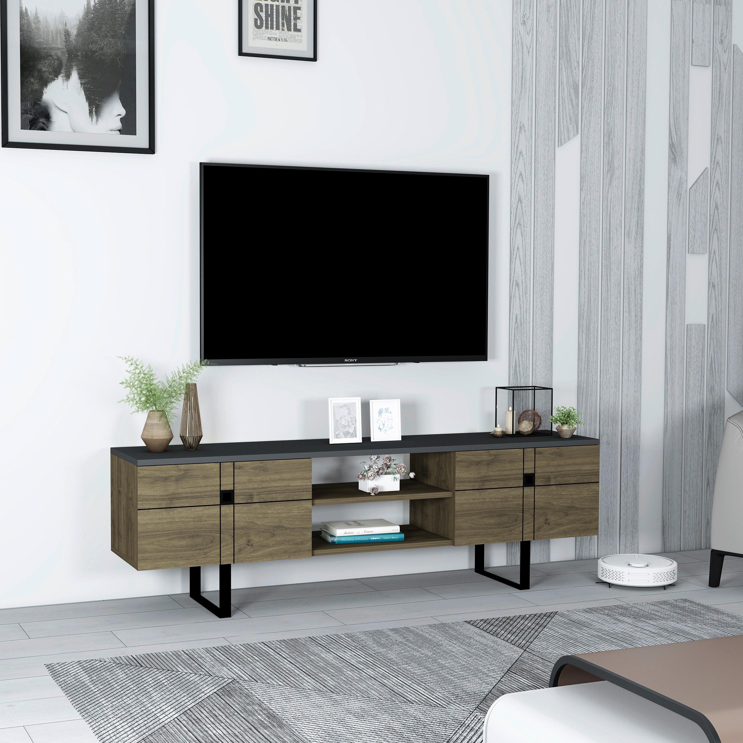 Lowboard "Zeus", Eiche dunkel - Eiche dunkel/Walnussfarben, Design, Holzwerkstoff (160/50/35cm) - Livetastic