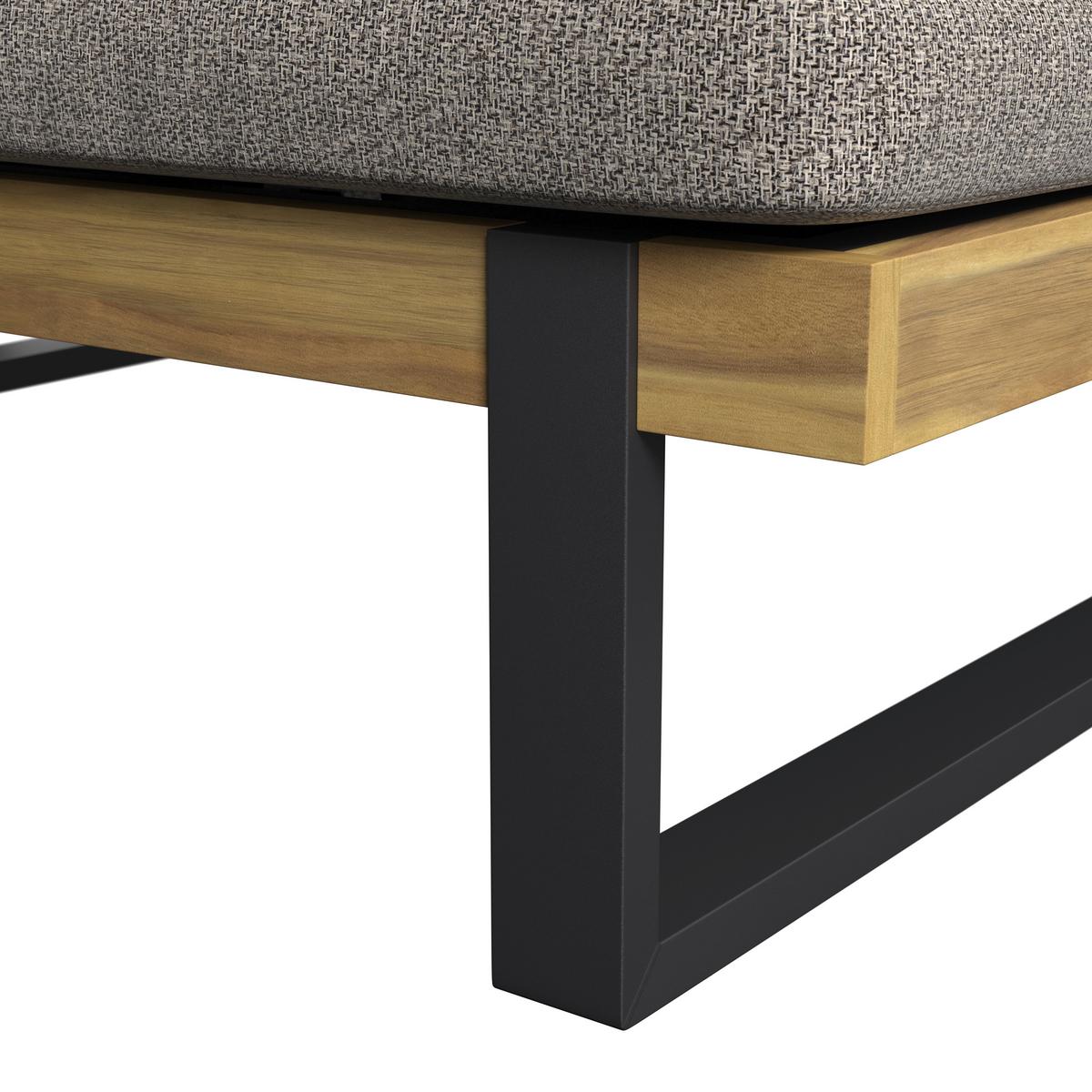 Gartenliege Elenyi grau Metall/Outdoorstoff/Holz - Grau, MODERN, Holz/Textil (130/95/200cm) - Bessagi Garden