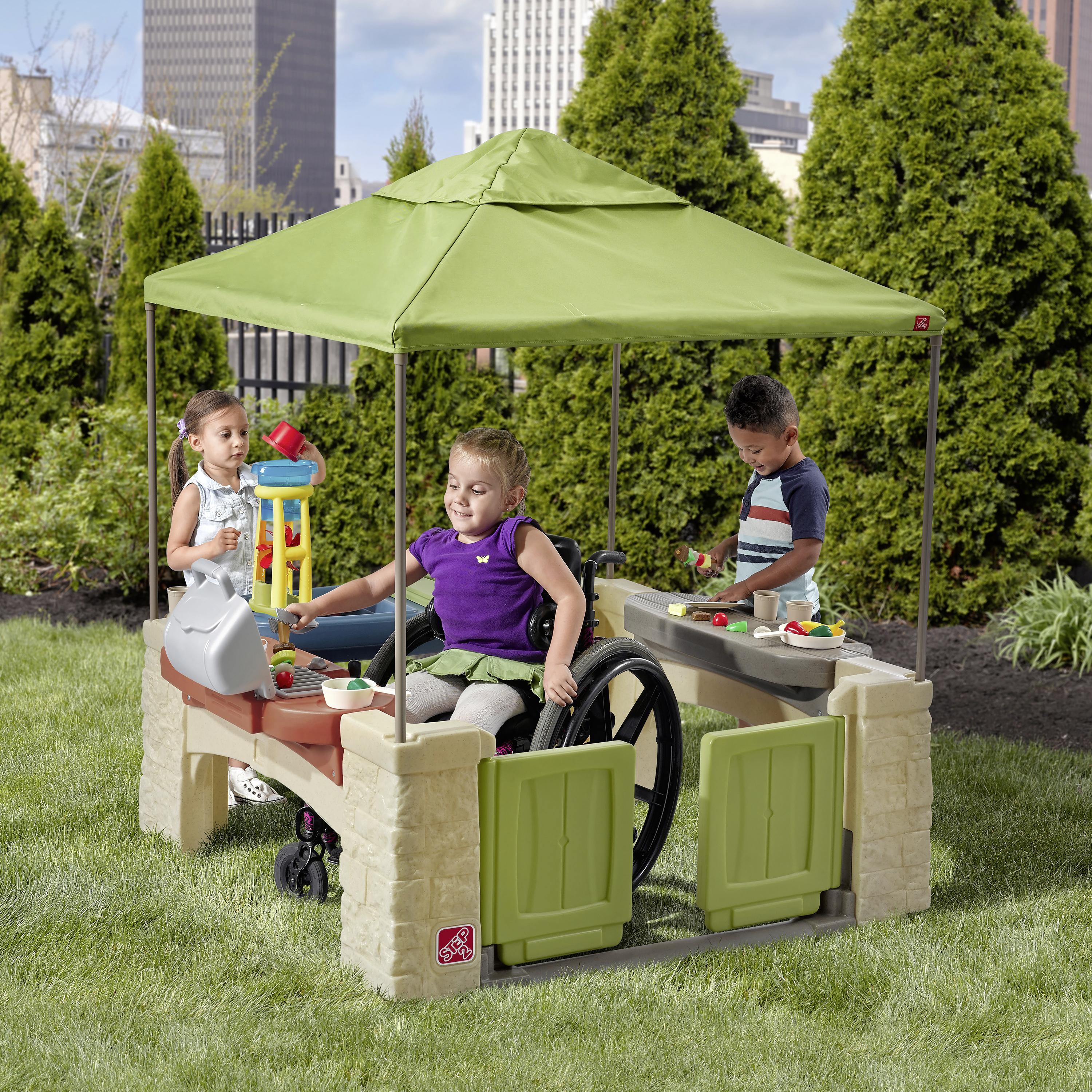 Spielhaus All Around Patio - Blau/Greige, Basics, Kunststoff/Textil (132,8/152,4/137,16cm) - Ambia Garden