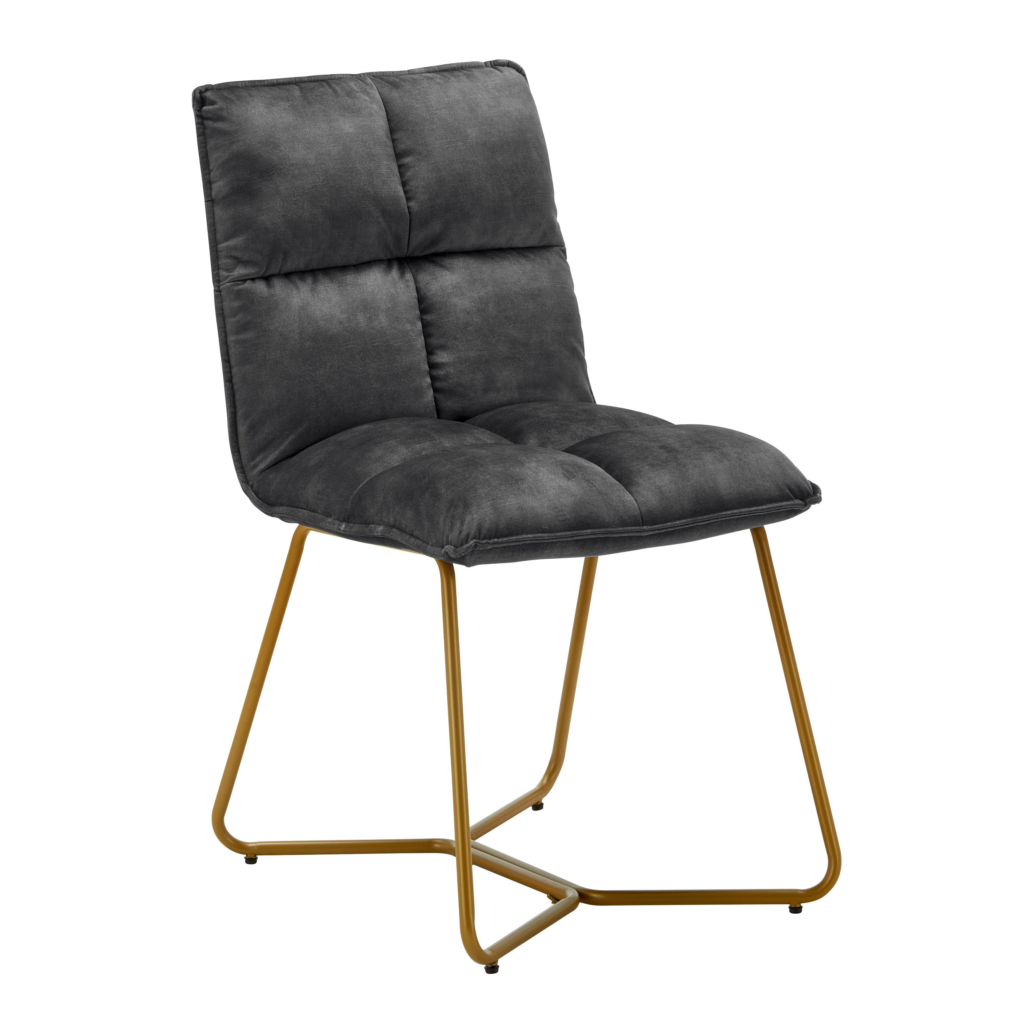 KRZESŁO FONIA - ciemnoszary/kolor złoty, Modern, metal/drewno (49/85,5/57,5cm) - Bessagi Home