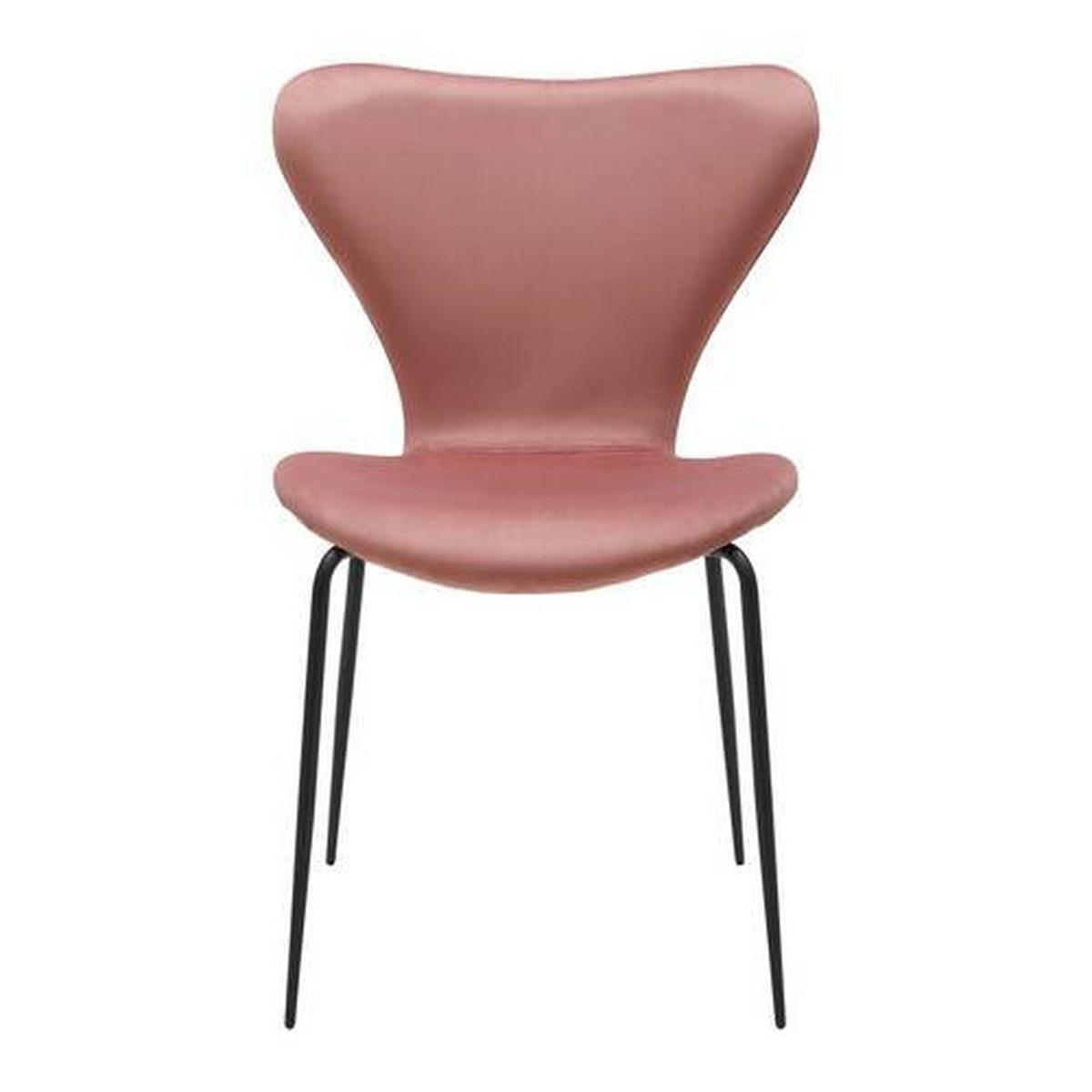 Stol Alicia, Roza, Žamet - roza/črna, Moderno, kovina/tekstil (53/82,5/53cm) - Bessagi Home
