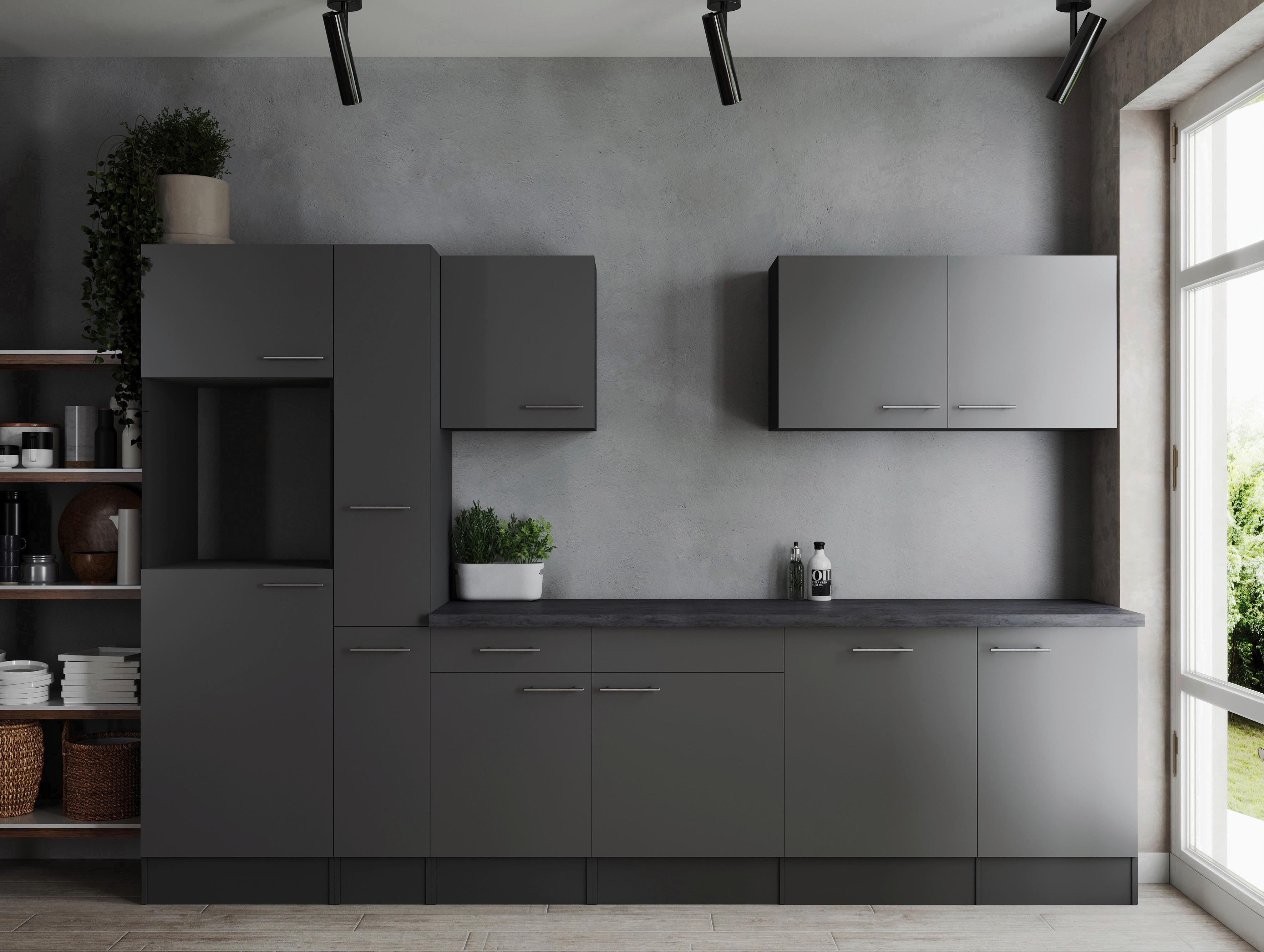 Kuhinjski Blok Brez Aparatov Oliver, 310cm - srebrne barve/siva, Design, kovina/leseni material (310cm) - Respekta