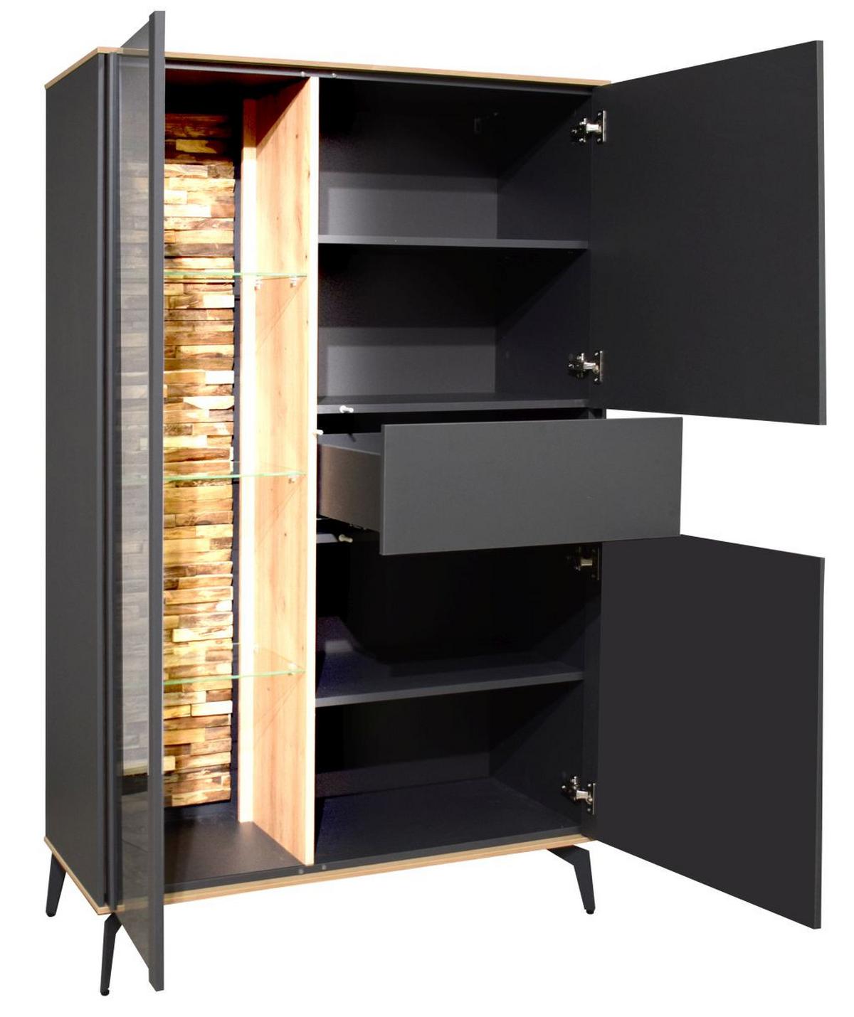 Comodă înaltă COMO - stejar Artisan/antracit, Modern, material pe bază de lemn (101/147/42cm) - Premium Living