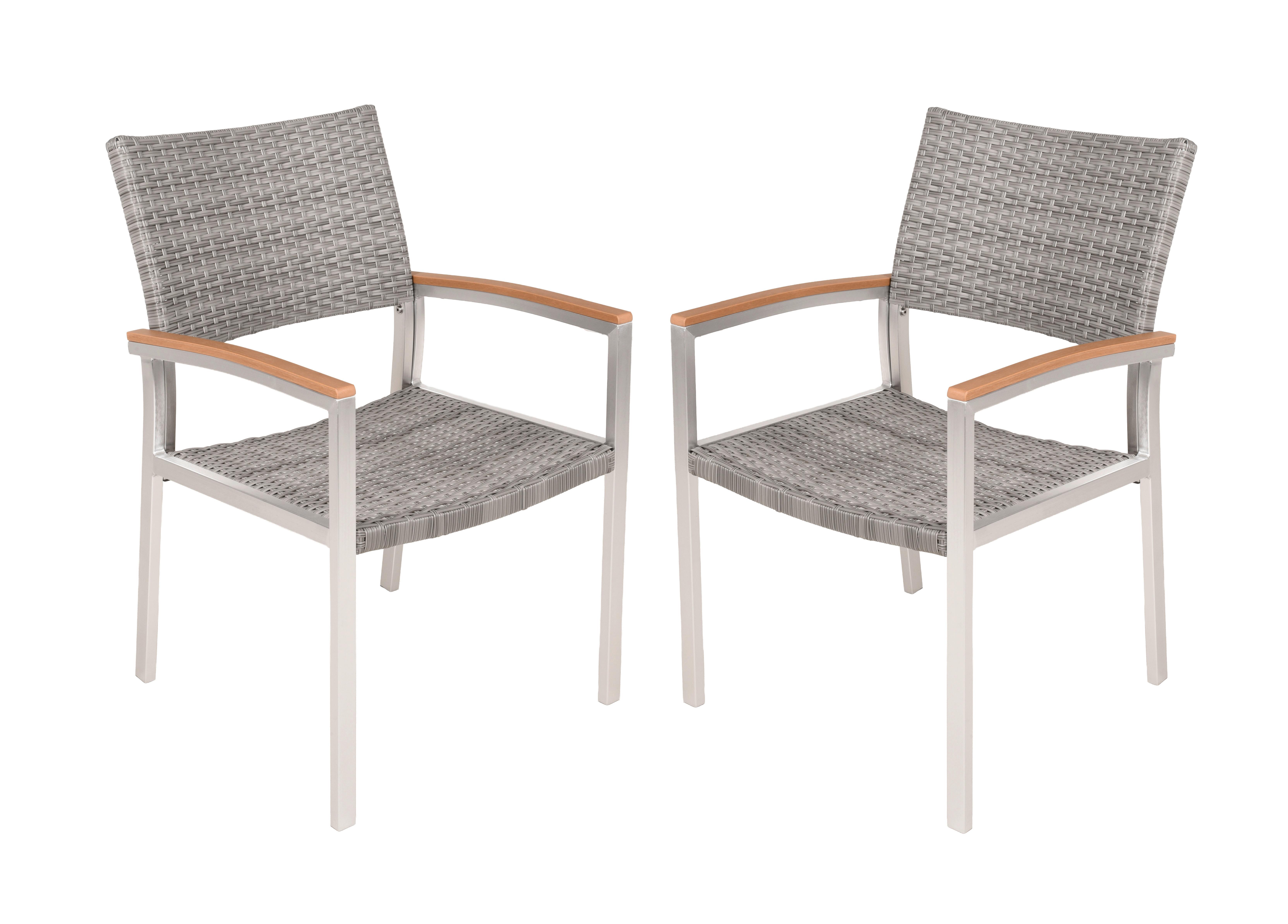 Gartenstuhl-Set Livorno Braun, 2er Set - Silberfarben/Hellgrau, MODERN, Kunststoff/Metall (60/84/55cm) - Gardenson