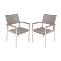 Gartenstuhl-Set Livorno Braun, 2er Set - Silberfarben/Hellgrau, MODERN, Kunststoff/Metall (60/84/55cm) - Gardenson