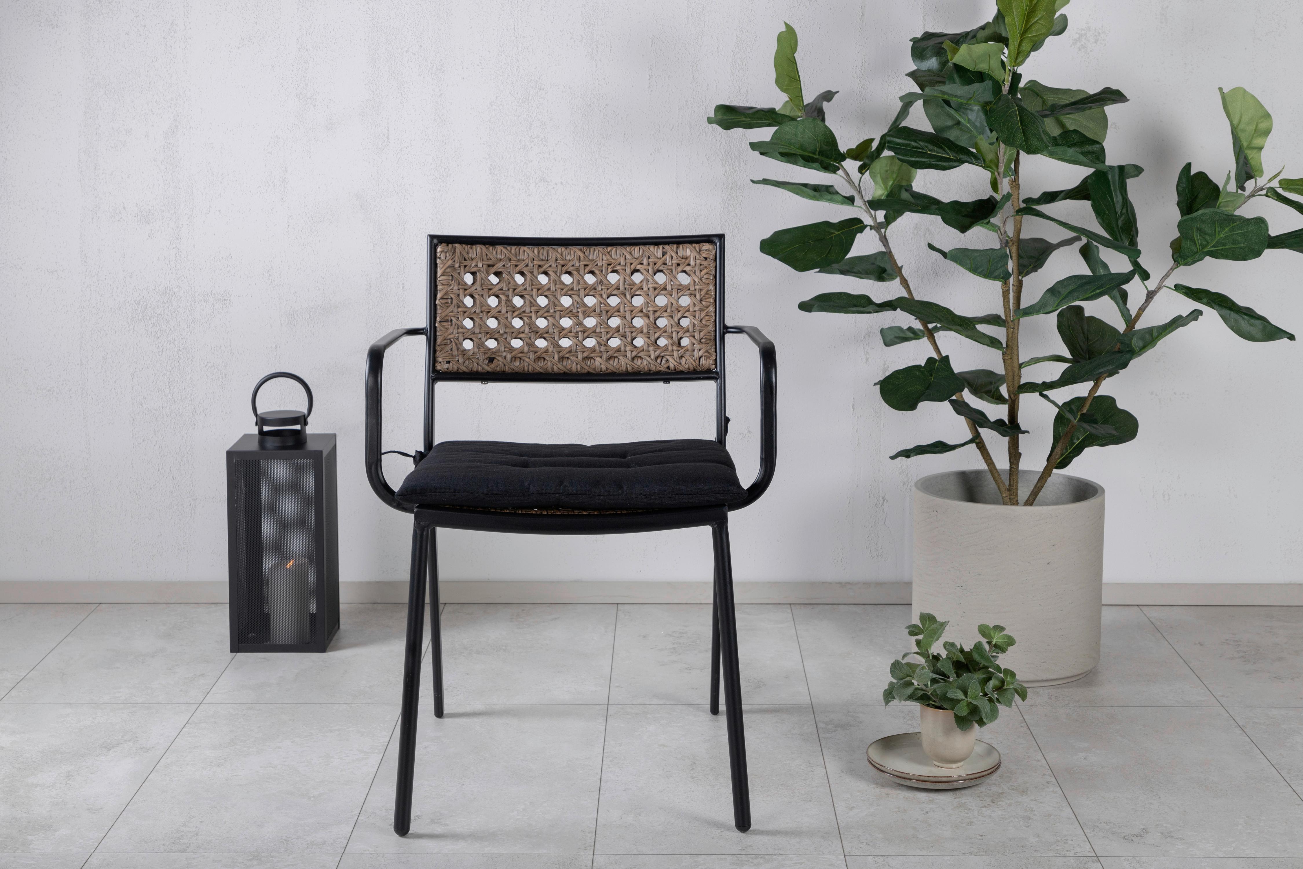 Gartenstuhl 4er-Set Paola ca. 56x80x59 cm Schwarz - Schwarz, KONVENTIONELL, Kunststoff/Metall (56/80/59cm) - Gardenson