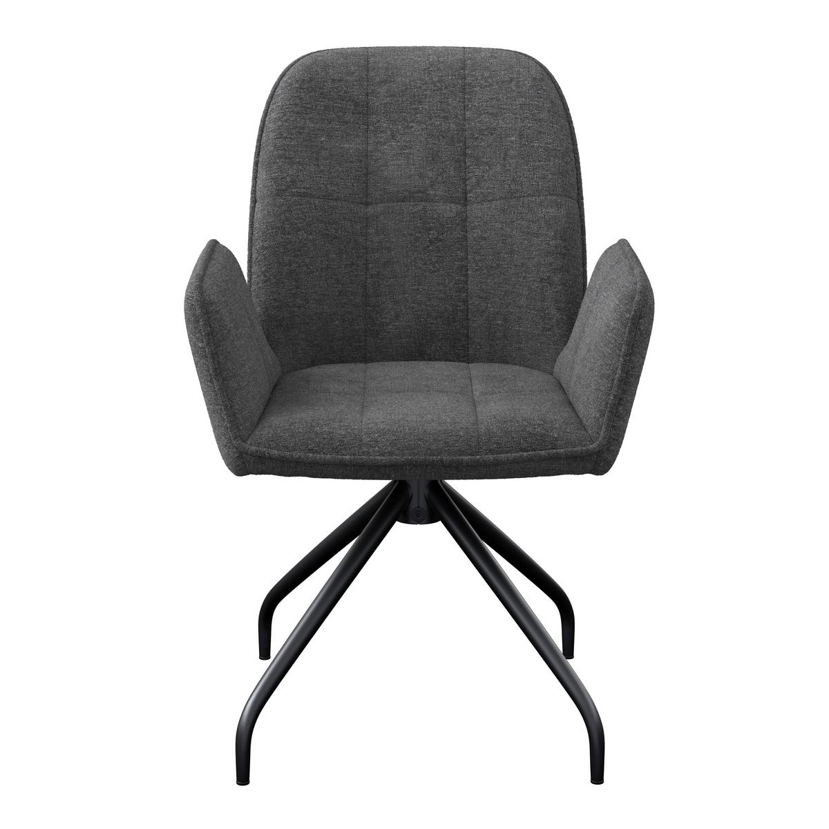 Naslanjač Fria, Temno Siva, Vrtljiv - temno siva/črna, Konvencionalno, kovina/tekstil (59/86/62cm)