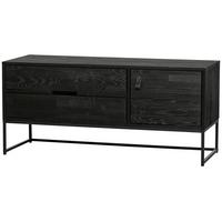 Lowboard Silas Schwarz - Schwarz, Design, Leder/Holz (120/55/44cm) - Livetastic