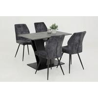 TISCHGRUPPE ELBE G - Dunkelgrau/Anthrazit, MODERN, Holzwerkstoff/Textil (110/76/70cm) - MID.YOU