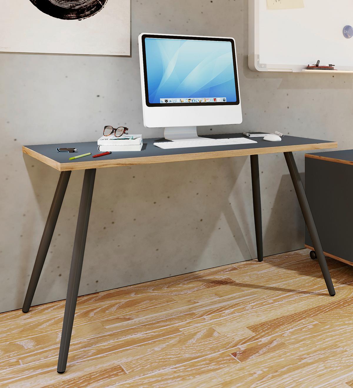 Pisalna Miza Salia T80, Barva Hrasta, Antracit, 138x80cm - črna/medeni hrast, Design, kovina/leseni material (138/80/70cm) - P & B