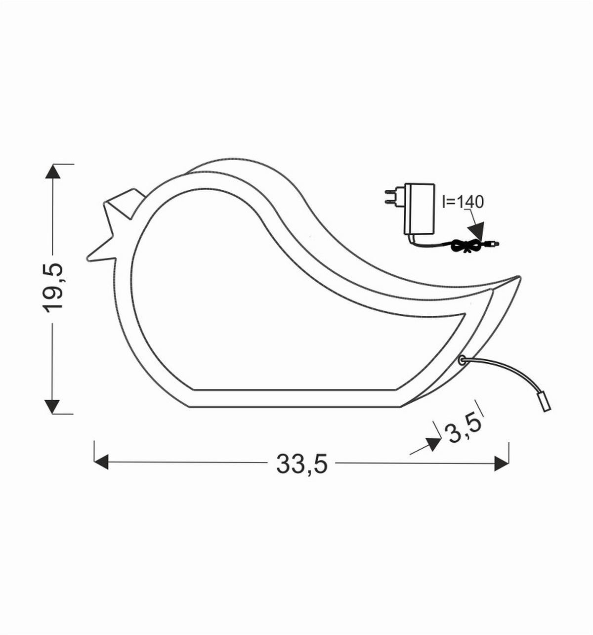 Dječja Stolna Svjetiljka Bird - pink, Basics, drvni materijal/plastika (33.5/3,5/19,5cm)