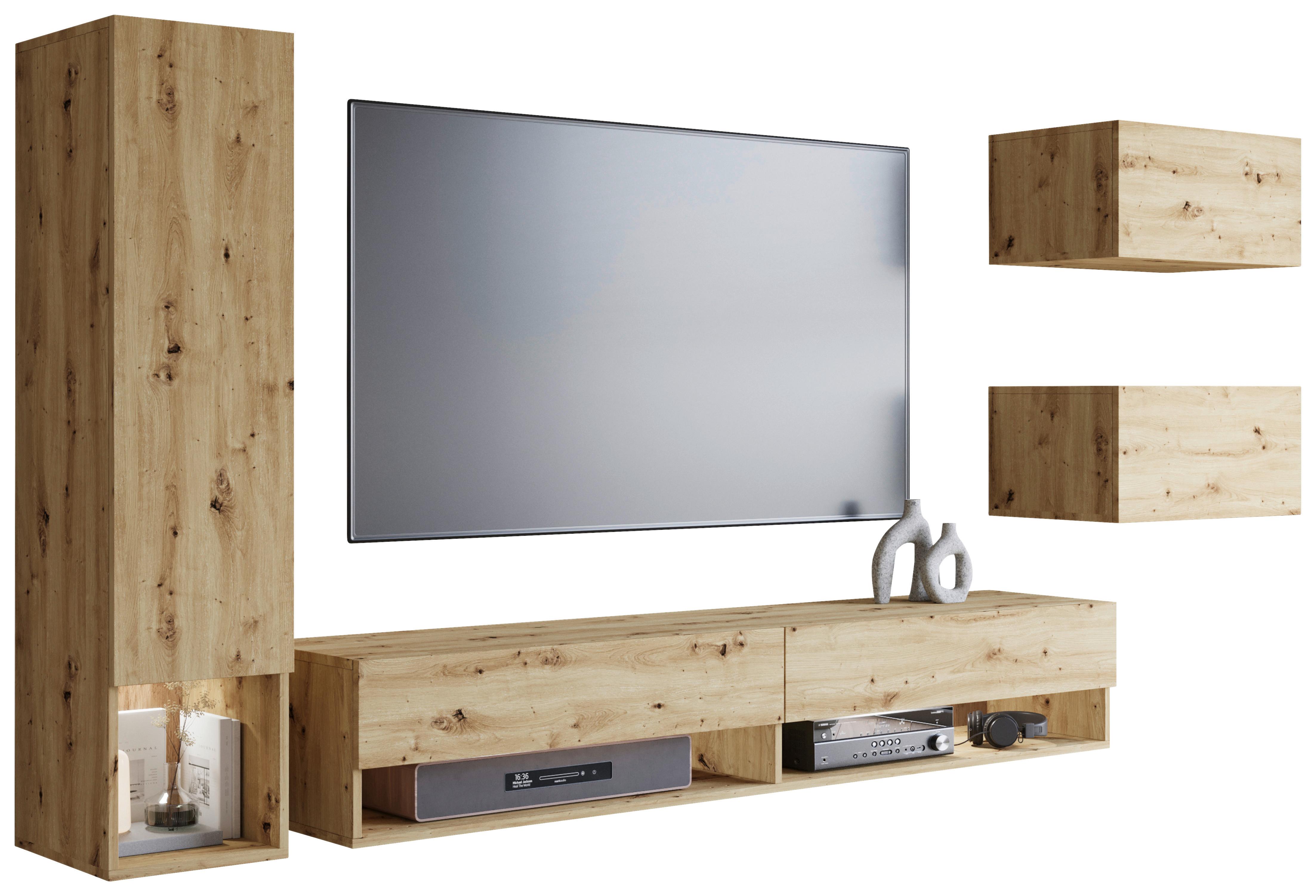 WOHNWAND AMADEO EICHE ARTISAN - Eiche Artisan, Basics, Holzwerkstoff (270/130/32,5cm) - P & B