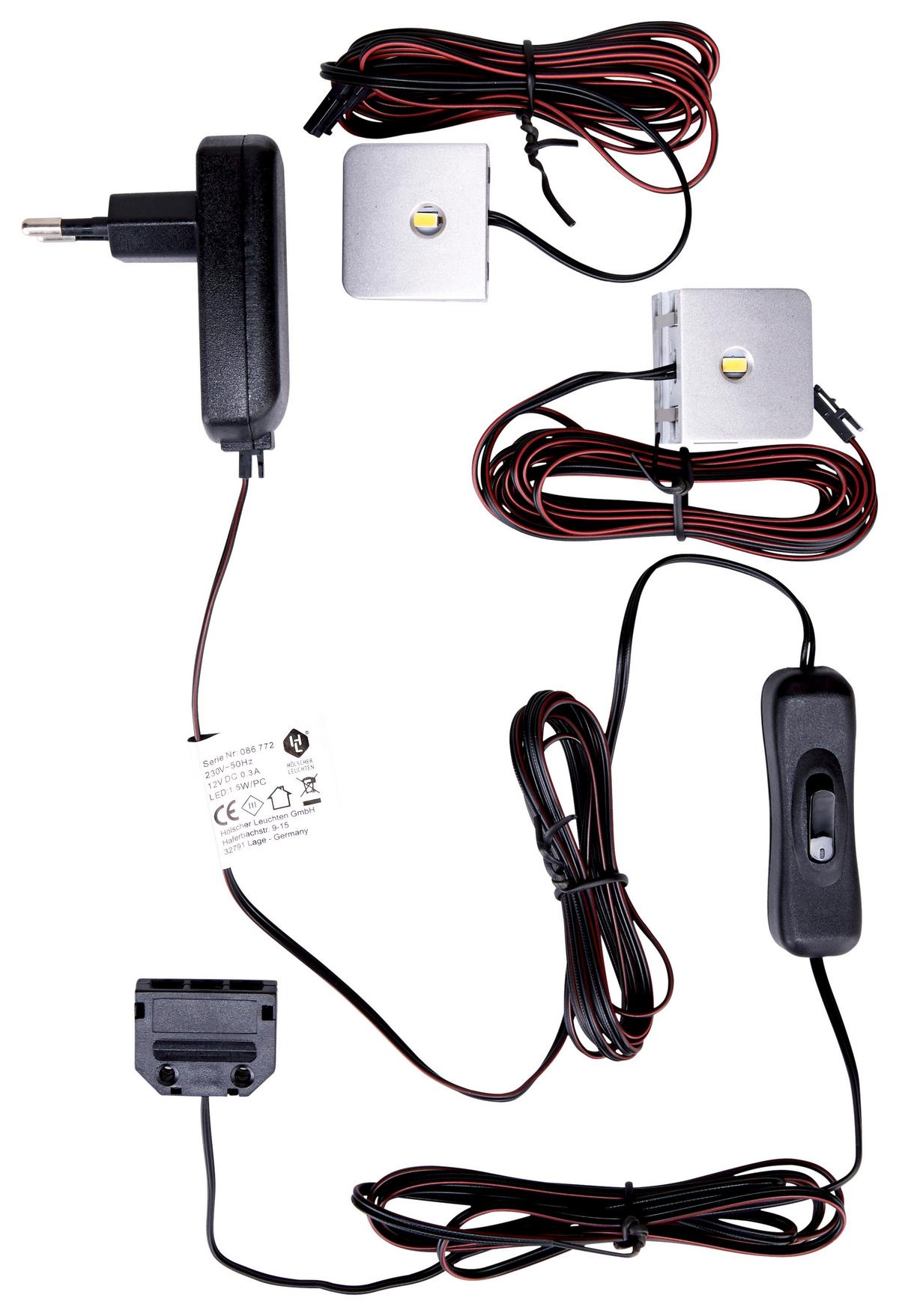 Einlegebodenbeleuchtungs-Set LED, 2-teilig - Anthrazit, MODERN, Kunststoff - Mömax