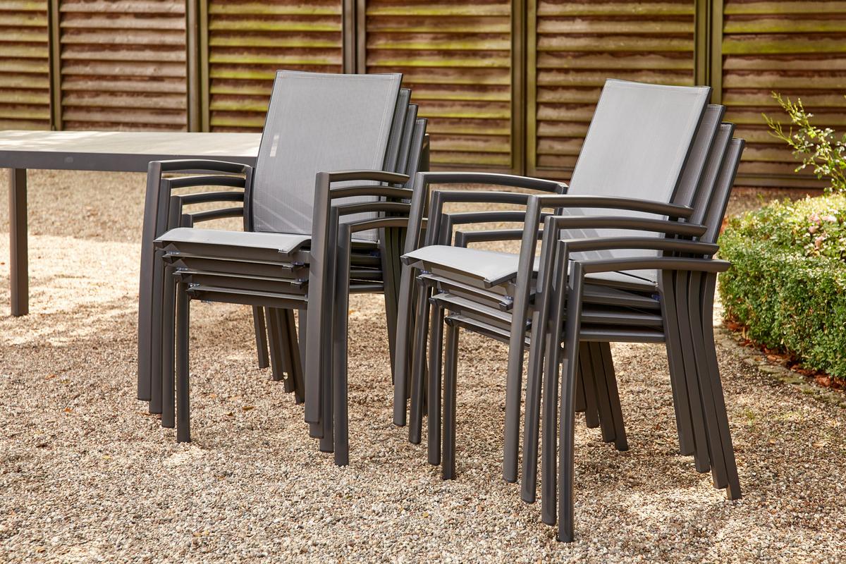 Gartentischgruppe Valia 13-tlg. Anthrazit - Anthrazit, Basics, Holzwerkstoff/Kunststoff (100/74/220cm) - Siena Garden