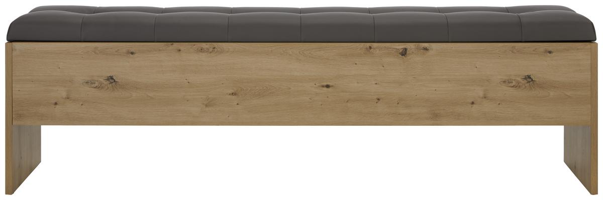 Banca dormitor Chanton - gri închis/culoare lemn stejar, Modern, plastic/metal (185/56/36,8cm) - Mömax