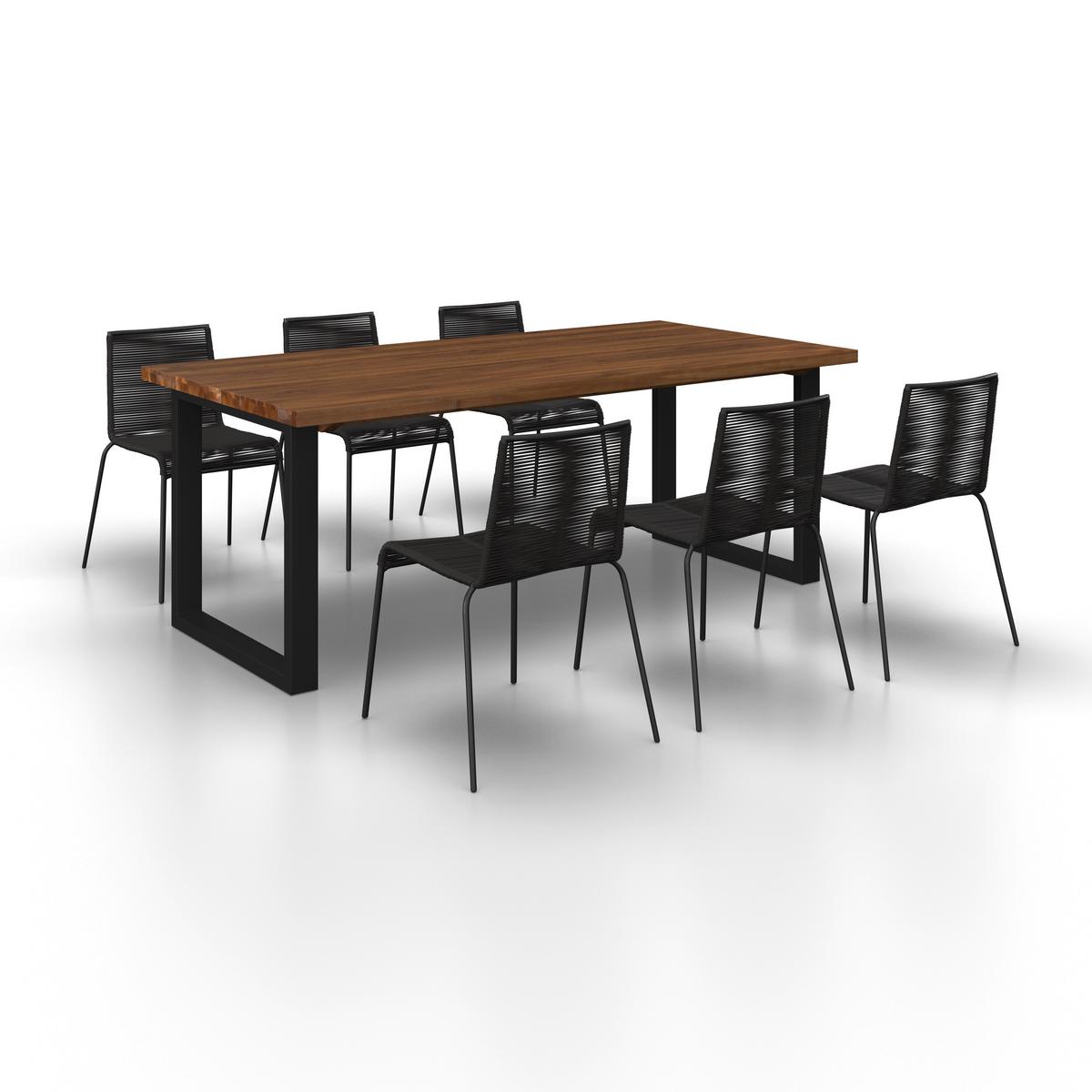 Gartenset Suna Schwarz aus Holz/Textil/Metall - Schwarz/Teakfarben, Modern, Holz/Textil - Bessagi Garden