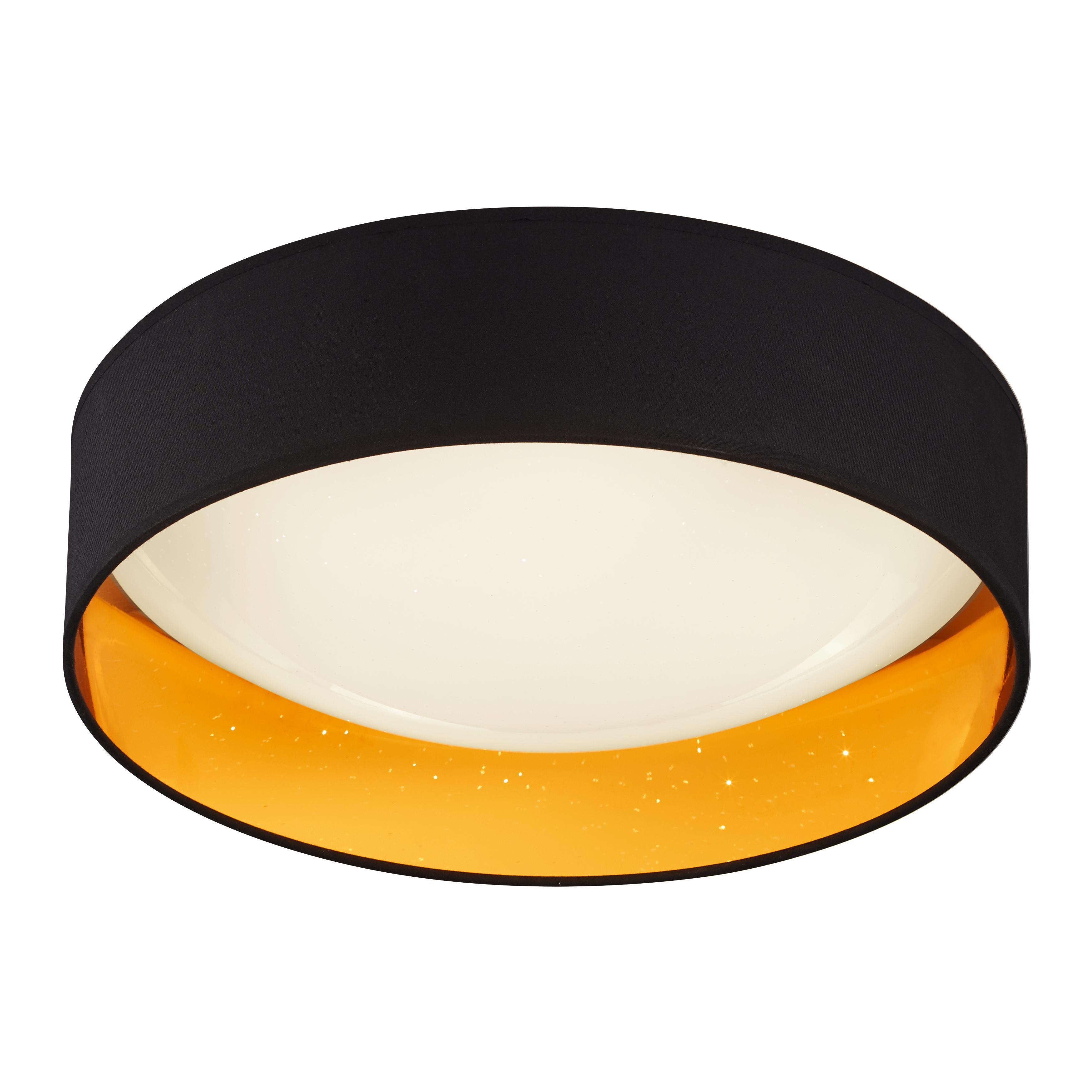 LED-Deckenleuchte max. 24 Watt 'Jette' - Goldfarben/Schwarz, MODERN, Kunststoff/Textil (40/10cm) - Bessagi Home