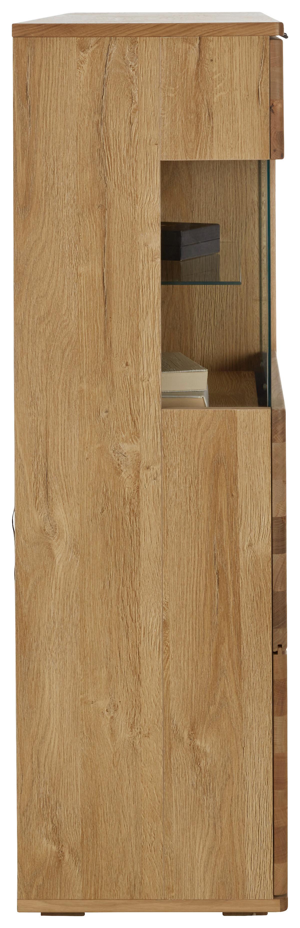 highboard in Wildeiche - Wildeiche/Schwarz, Konventionell, Glas/Holz (150/123/37cm) - Premium Living