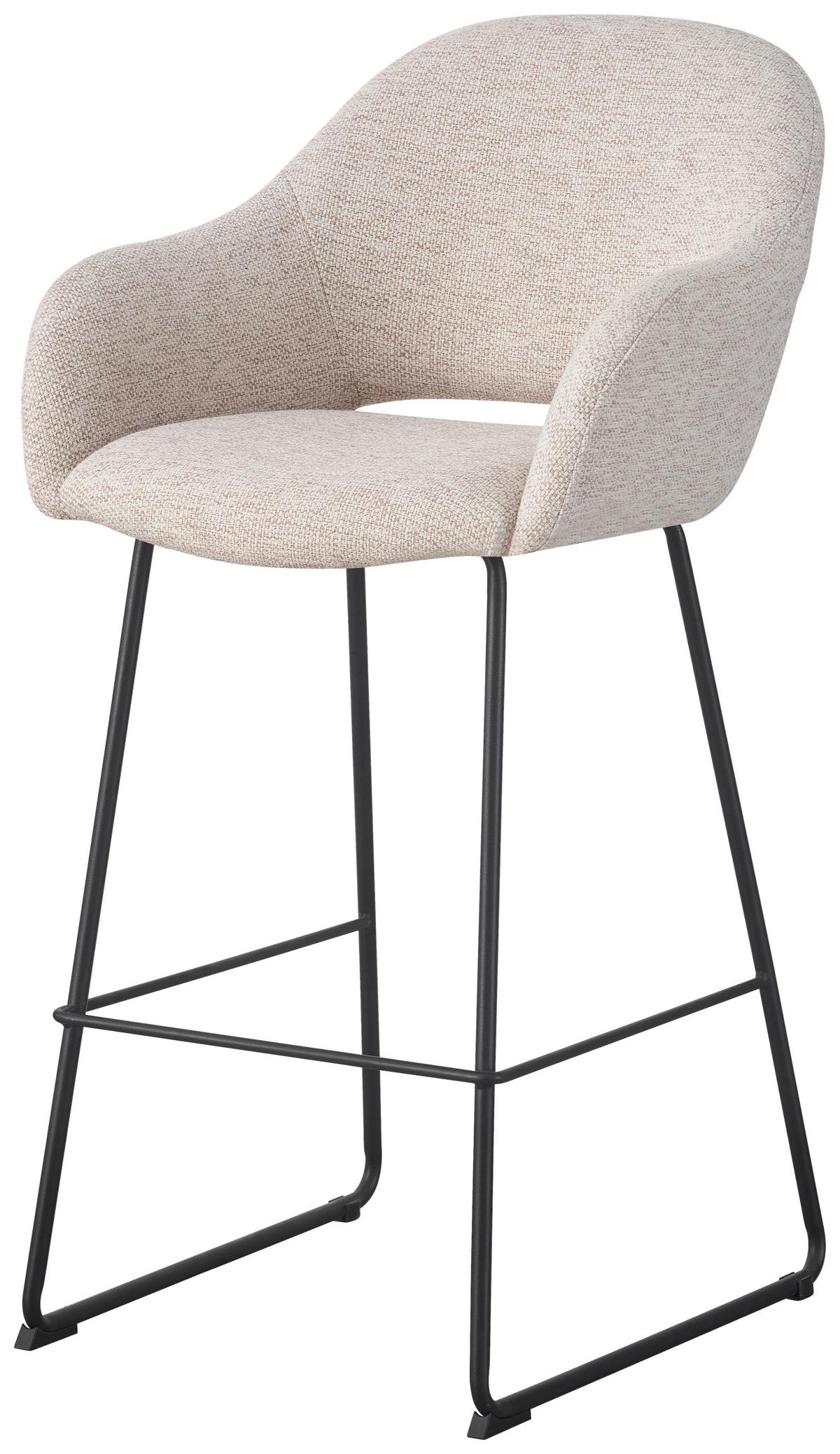 STOŁEK BAROWY LEIDEN -EXKLUSIV- - beżowy/czarny, Design, metal/tkanina (55/104,5/60,5cm) - Novel