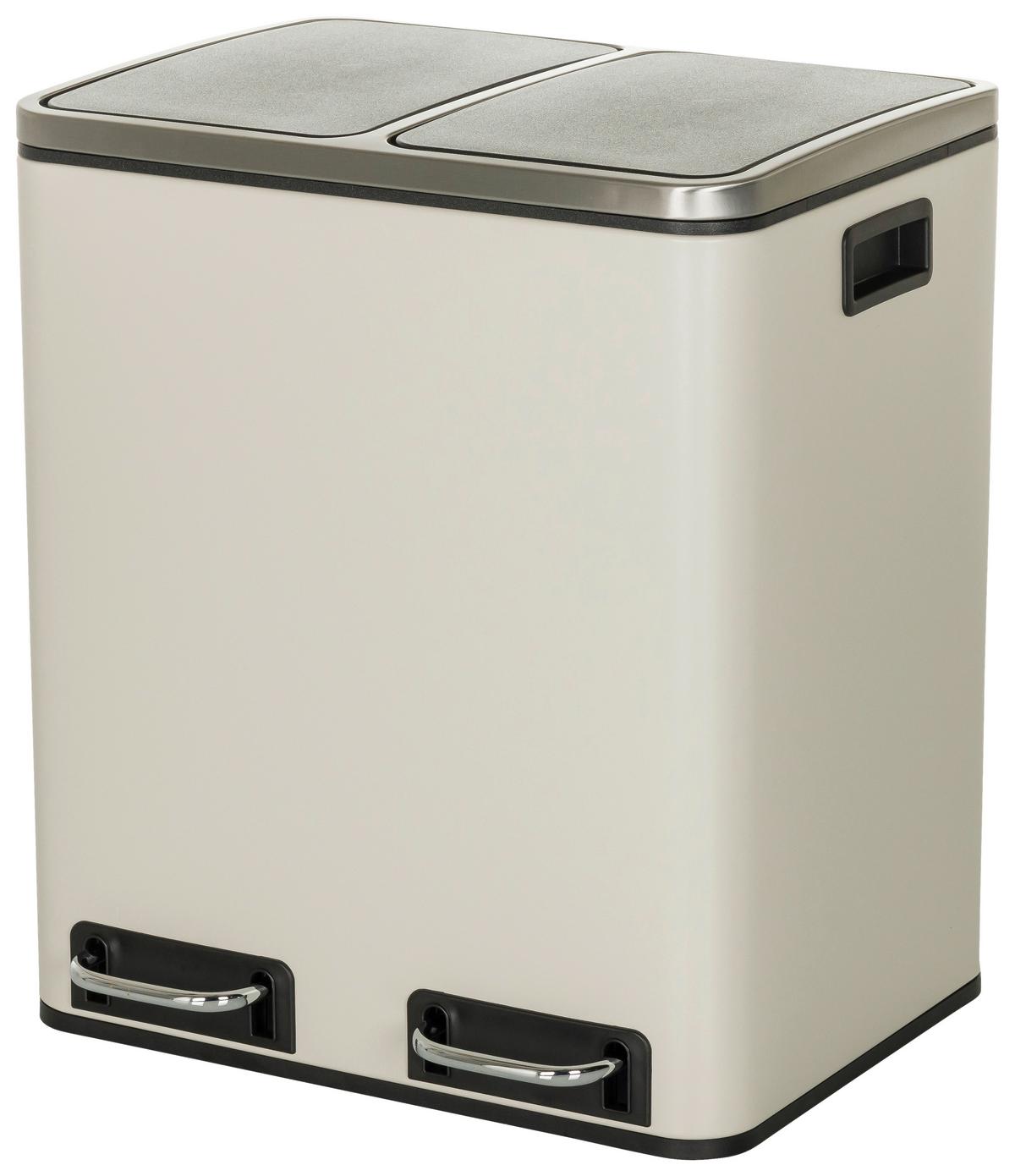 Abfallsammler Clean IX Beige/Schwarz - Beige/Schwarz, MODERN, Kunststoff/Metall (41,5/48/32cm) - MID.YOU