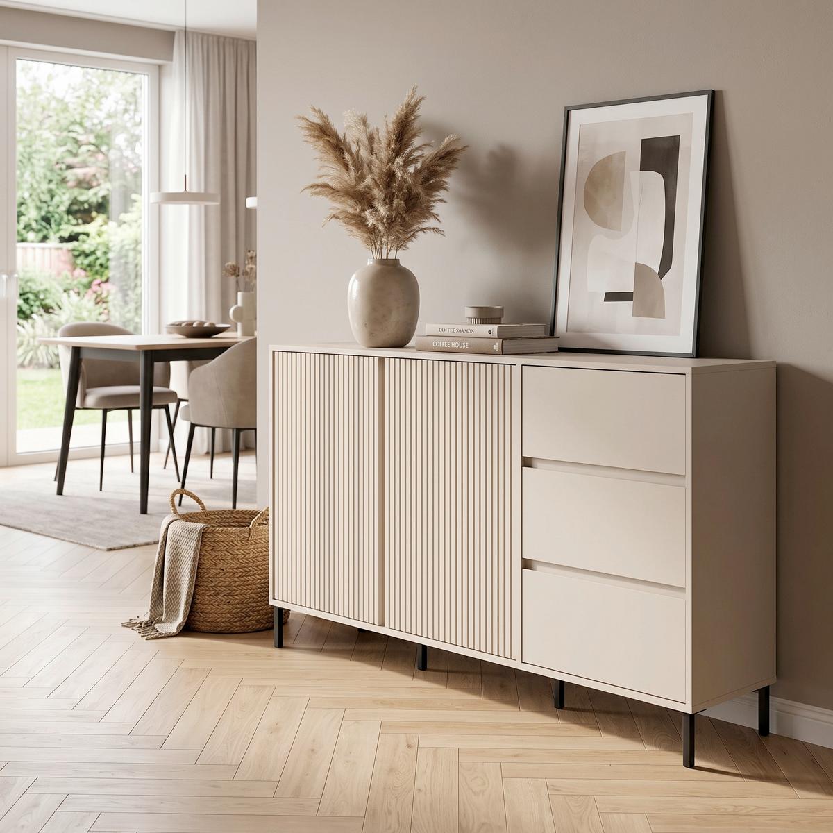 Komoda Avenale - kašmir/crna, Trendi, metal/pločasti materijal (157,8/91,6/40cm) - Modern Living
