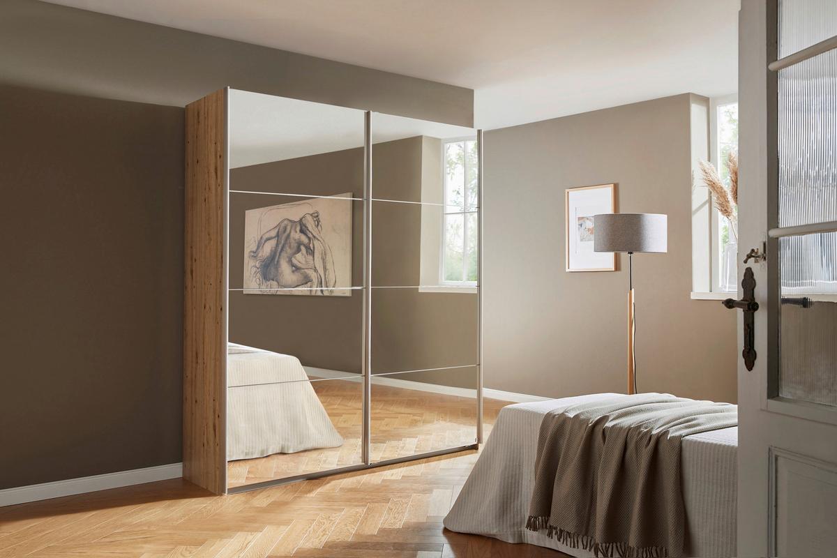 Ormar S Kliznim Vratima Subito - srebrne boje/hrast Artisan, Moderno, drvni materijal/metal (136/197/61cm) - Modern Living