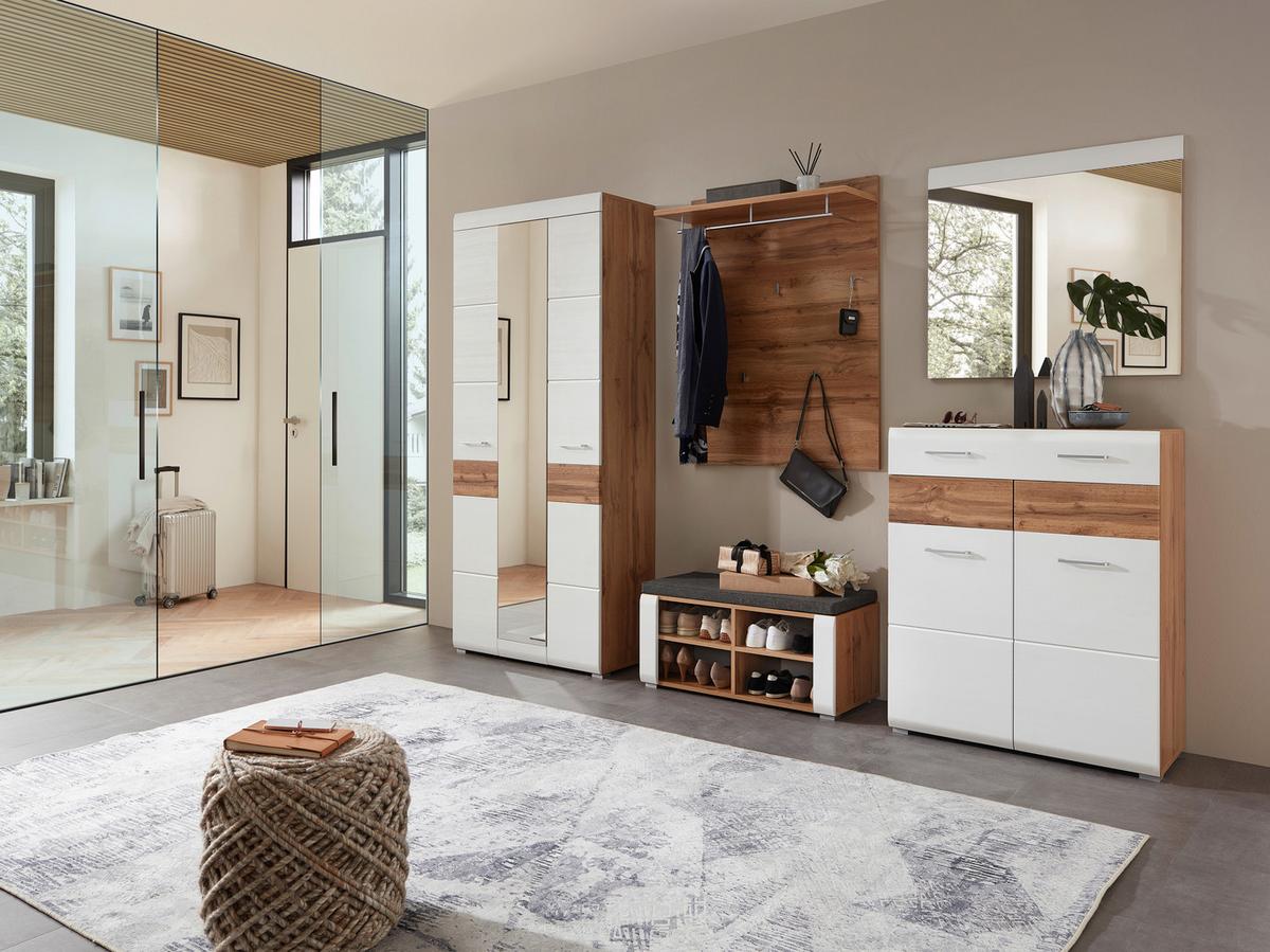 Garderobenbank in Grau/Weiß/Eichefarben - Konventionell, Holzwerkstoff (84/42/40cm) - Mömax