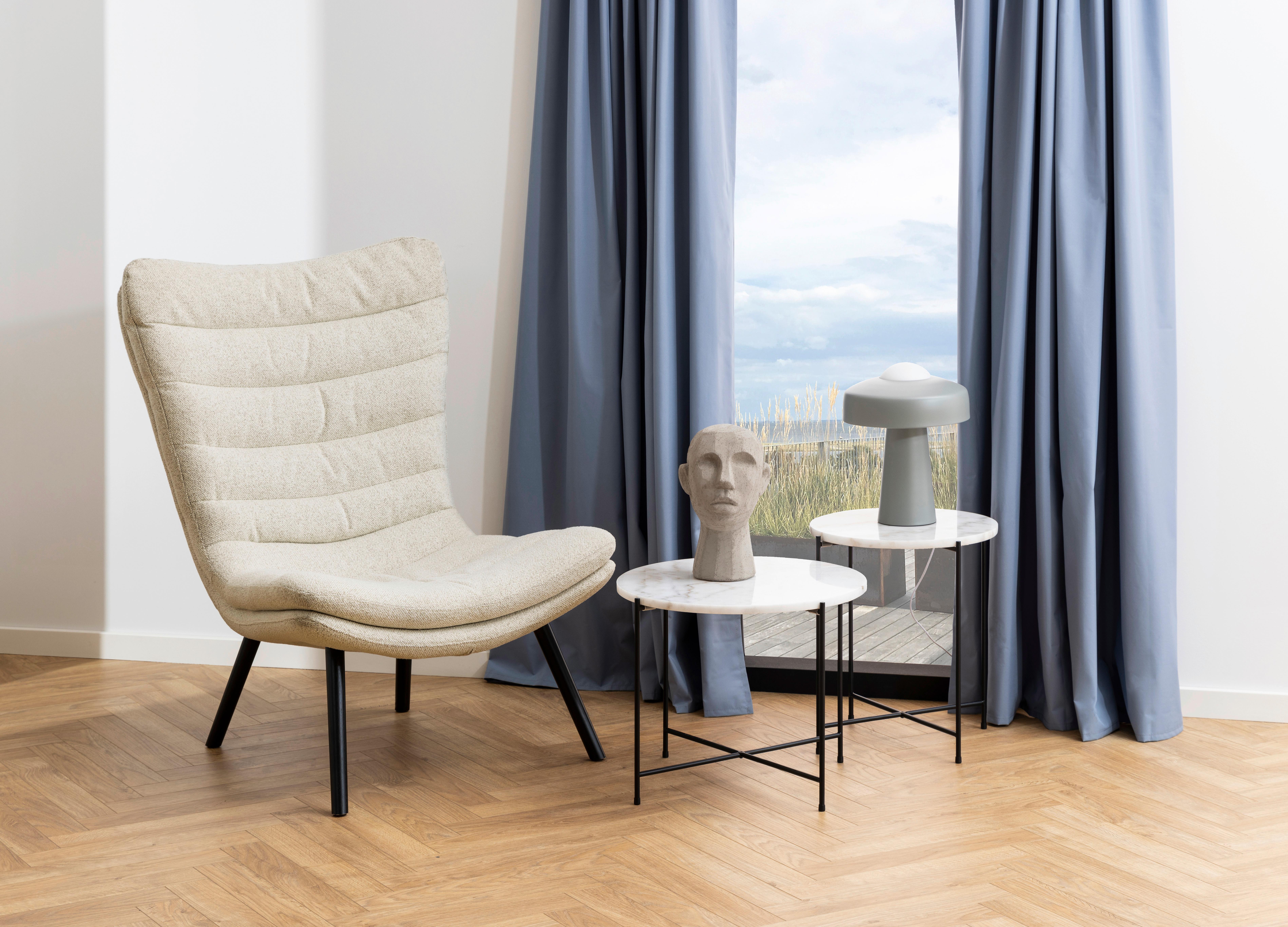 Masă auxiliară AVILA - alb/negru, Trend, metal/piatră (42/42/45cm) - Modern Living
