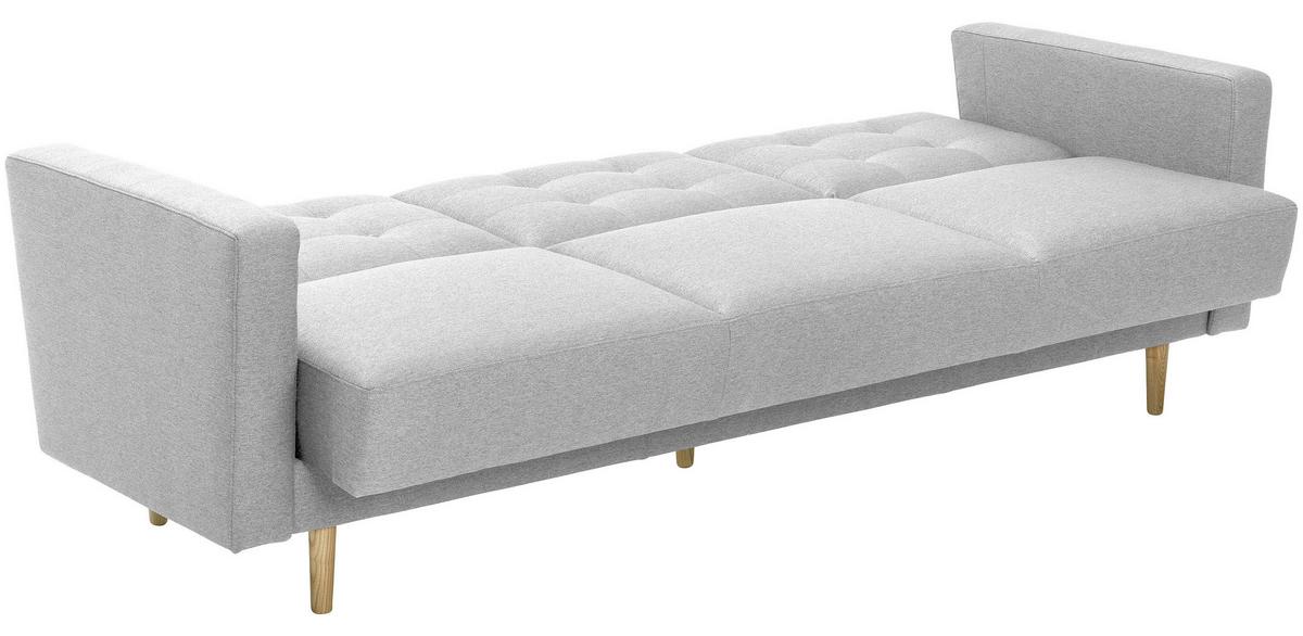 3-Sitzer-Sofa Jasmin Hellgrau Flachgewebe mit Schlaffunktion - Eschefarben/Hellgrau, MODERN, Holz/Textil (224/81/83cm) - Max Winzer