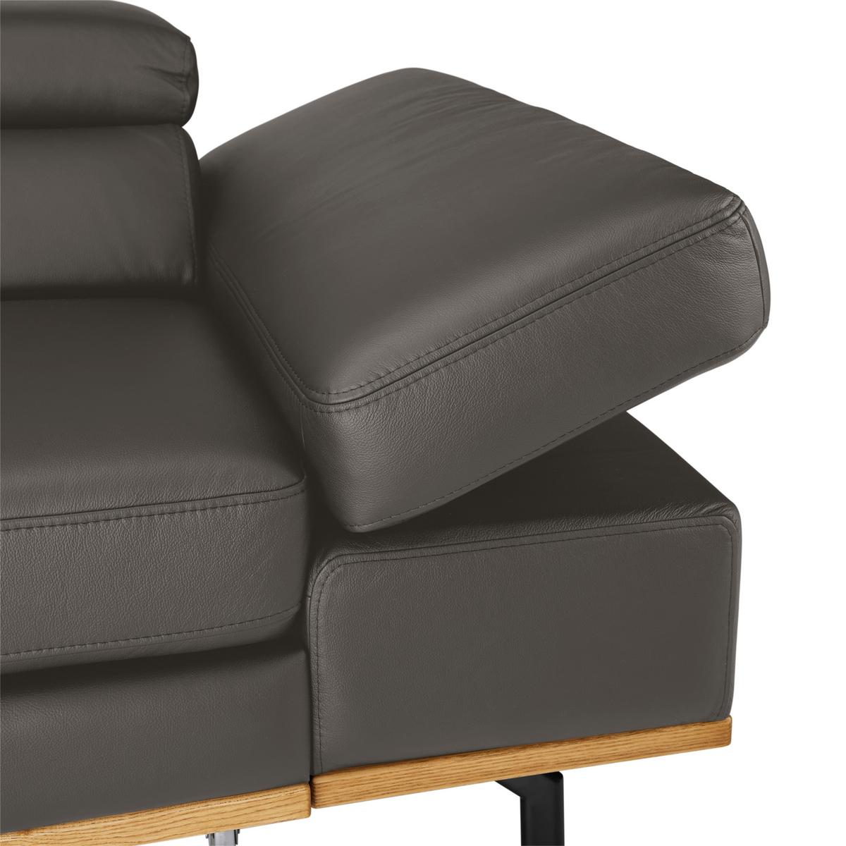 Wohnlandschaft Carmen Graublau - Graublau/Schwarz, MODERN, Leder/Holz (292/72/226cm) - Premium Living