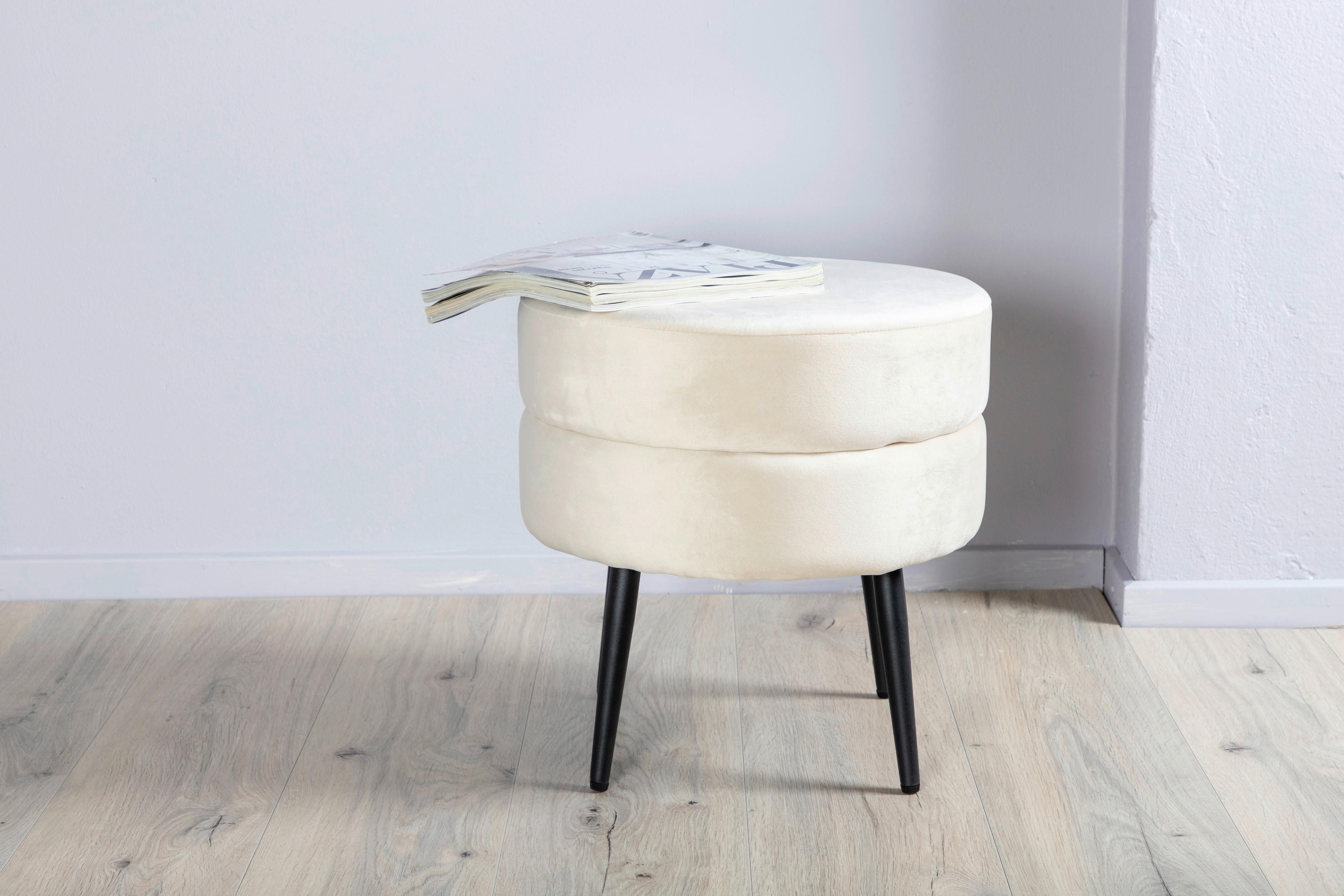 HOCKER POT - Beige/Schwarz, Design, Textil/Metall (40/40/40cm) - Livetastic