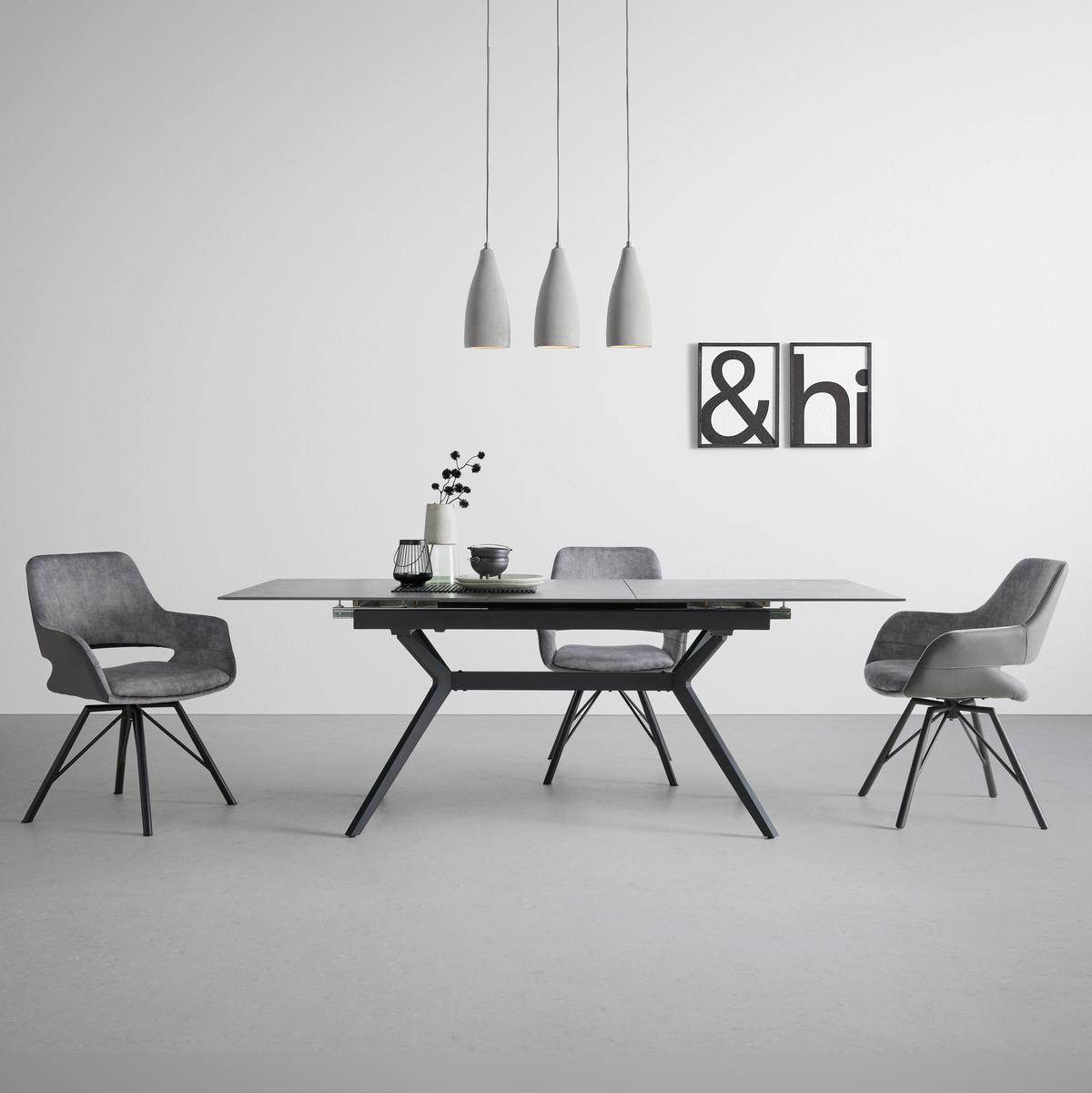 table à rallonge in Anthrazit/Schwarz - noir/anthracite, Modern, céramique/métal (160-205/91/76cm) - Mömax