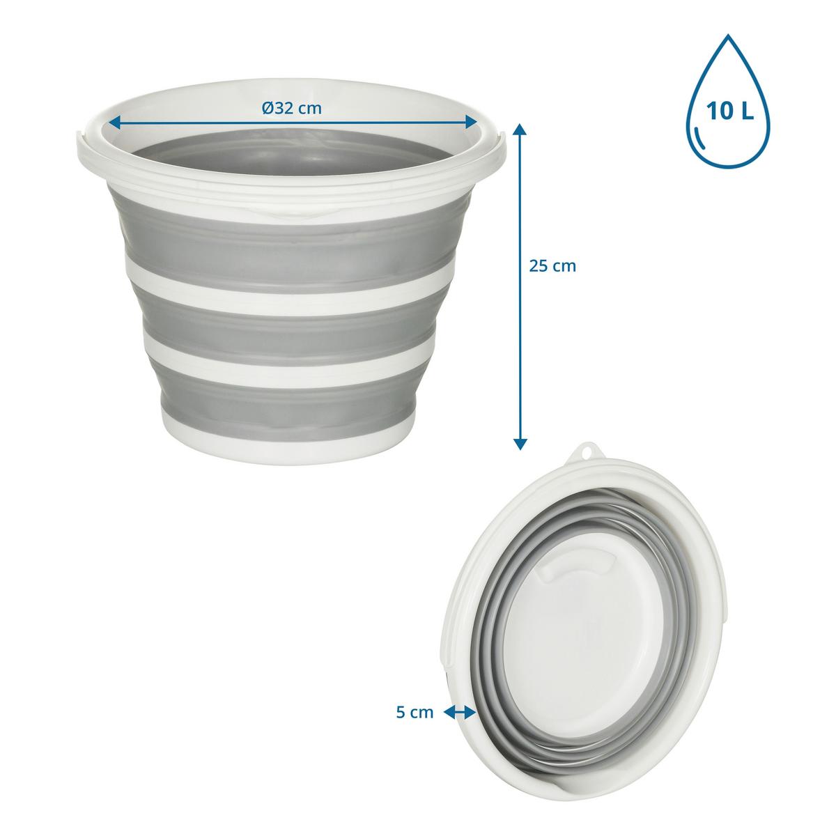 Vedro Clean Silr, 10 L, Siva, Bela - Basics, umetna masa (32/25/32cm) - MID.YOU