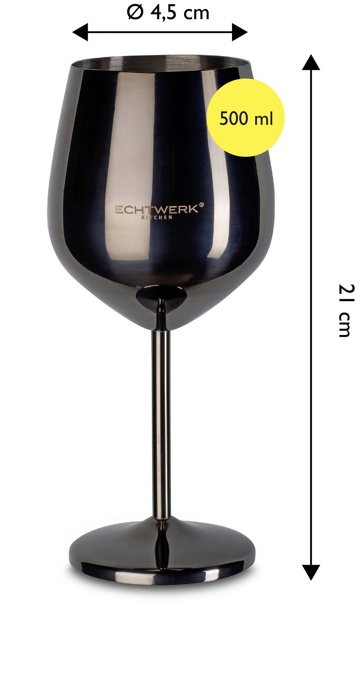 Gläserset Echtwerk Weingläser Schwarz, 6-teilig - Schwarz, Trend, Metall (21cm) - Echtwerk