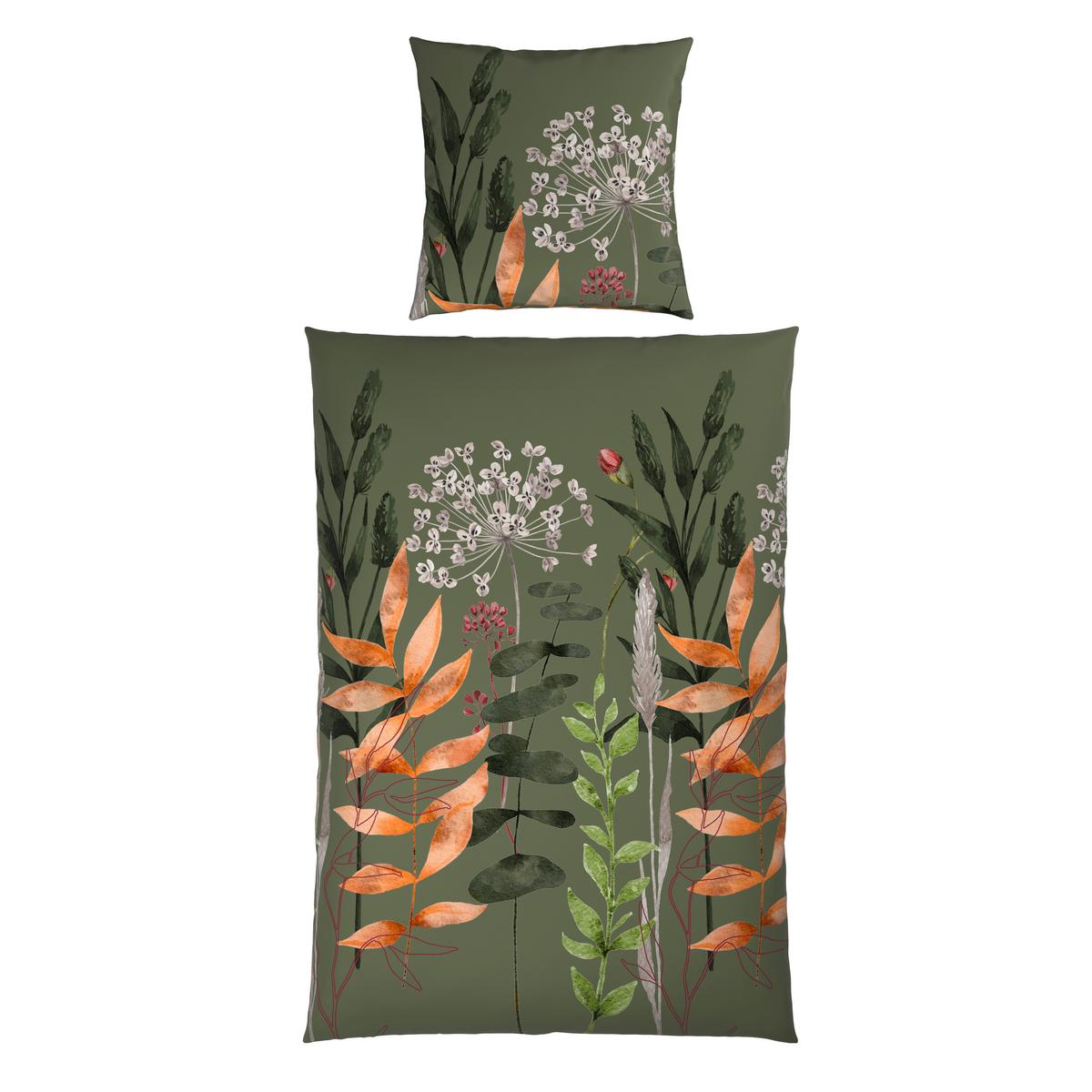 Bettwäsche Leavi Grün ca. 135x200cm - Grün, MODERN, Textil (135/200cm) - Mömax