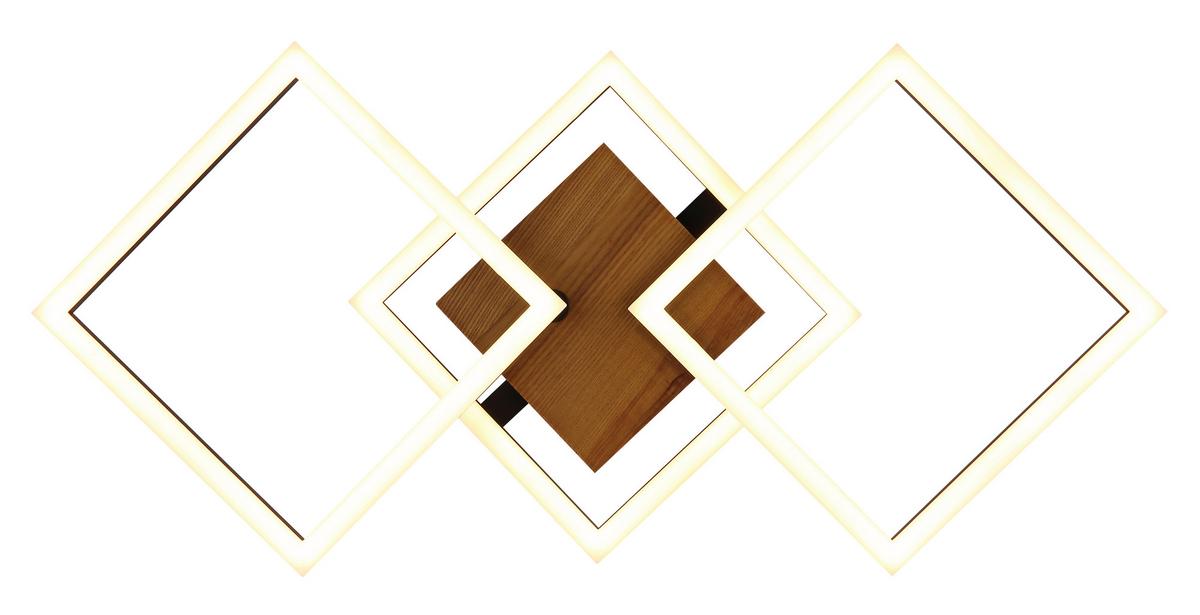 LED-Deckenleuchte Kerry max. 30 Watt. - Dunkelbraun/Opal, Design, Holz/Kunststoff (66/31/7,5cm) - Globo