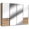 Schwebetürenschrank Level 36D ca. 300 cm Weiß/Eiche Dekor - Chromfarben/Weiß Hochglanz, MODERN, Holzwerkstoff/Metall (300/216/65cm) - MID.YOU