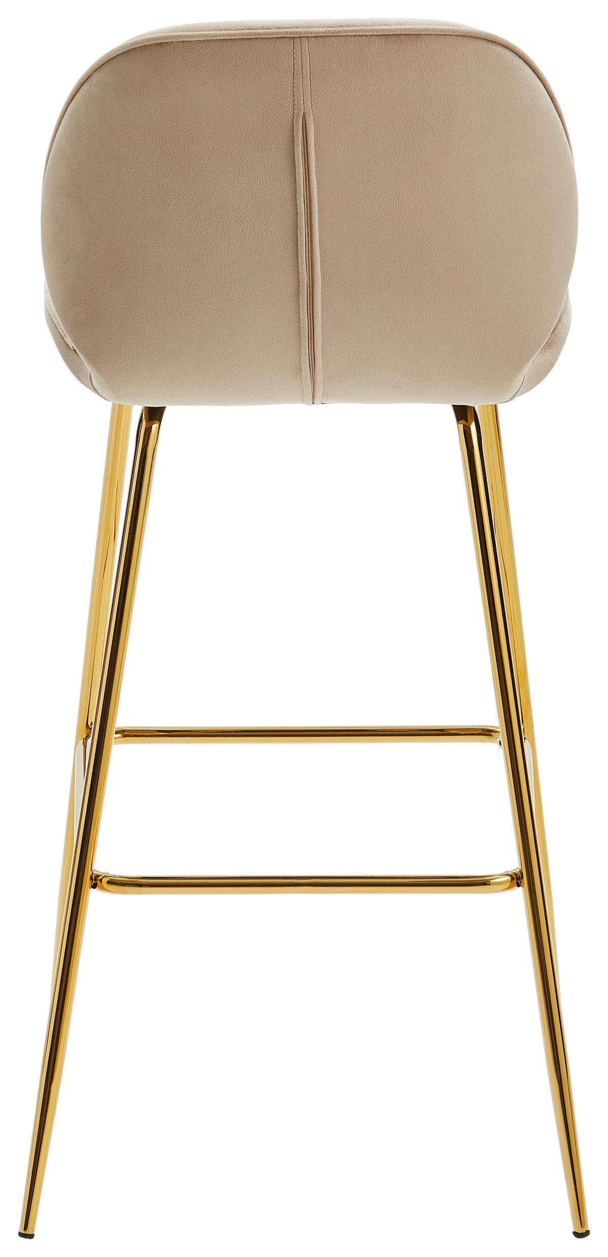 STOŁEK BAROWY ADRIANO BAR - kolor złoty/taupe, Modern, metal/drewno (47/104/55cm) - Livetastic